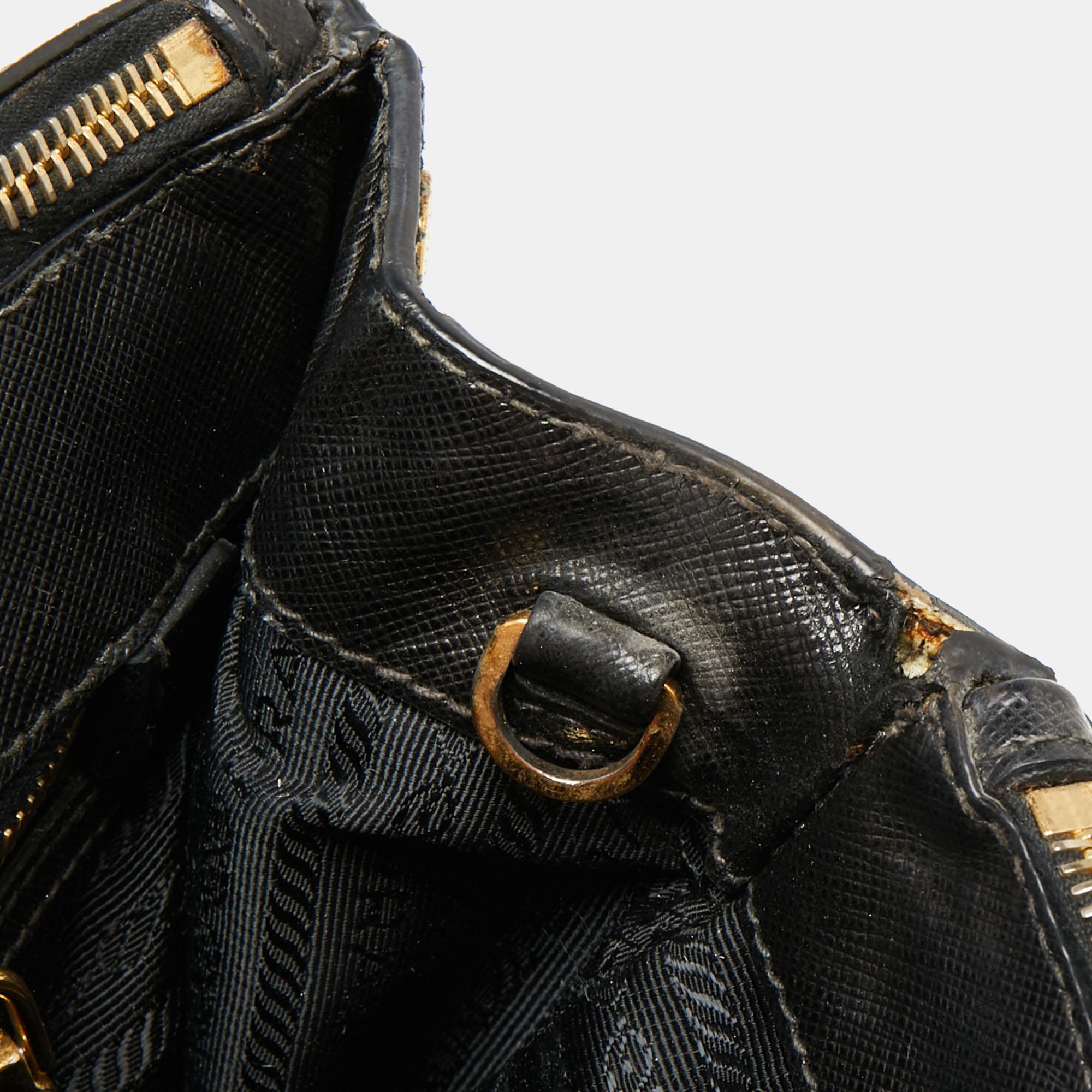 Prada Black Saffiano Leather Large Galleria Double Zip Tote 2