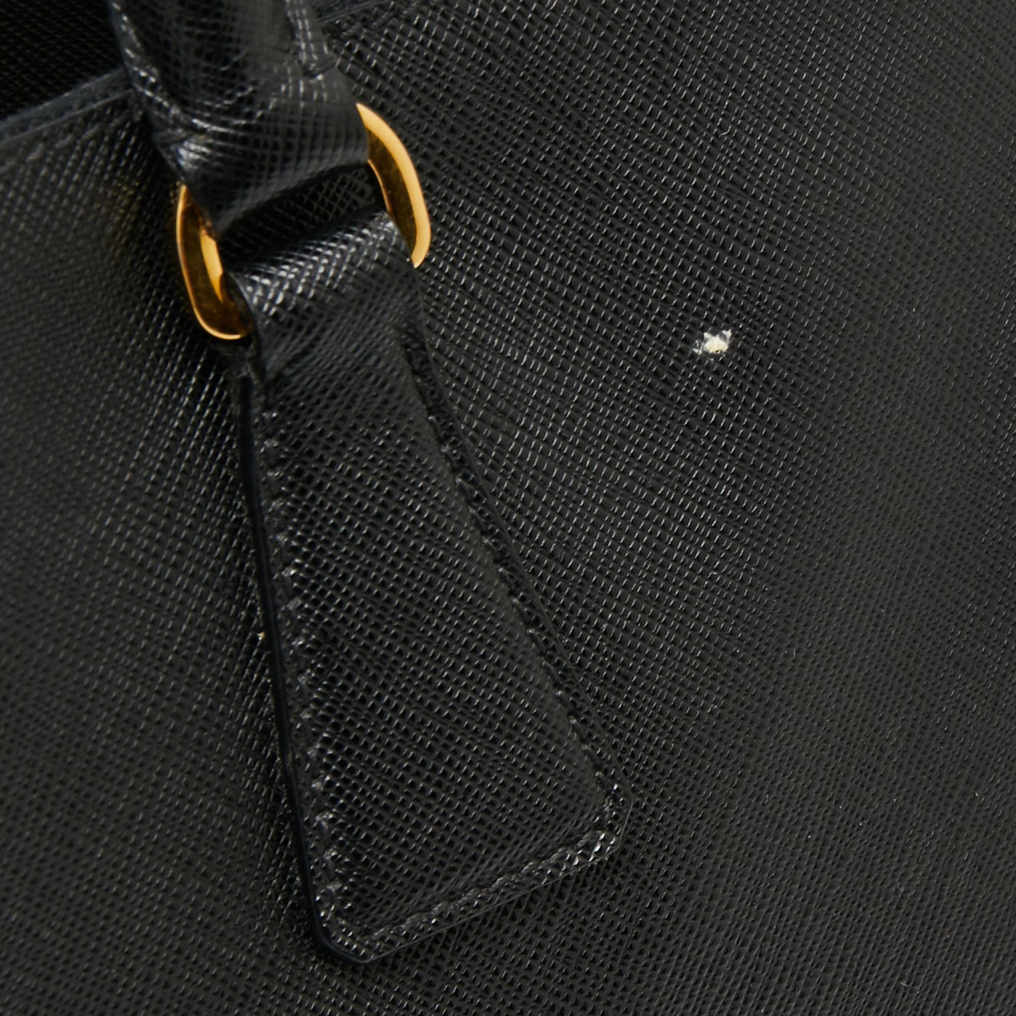 Prada Black Saffiano Leather Large Galleria Double Zip Tote 1
