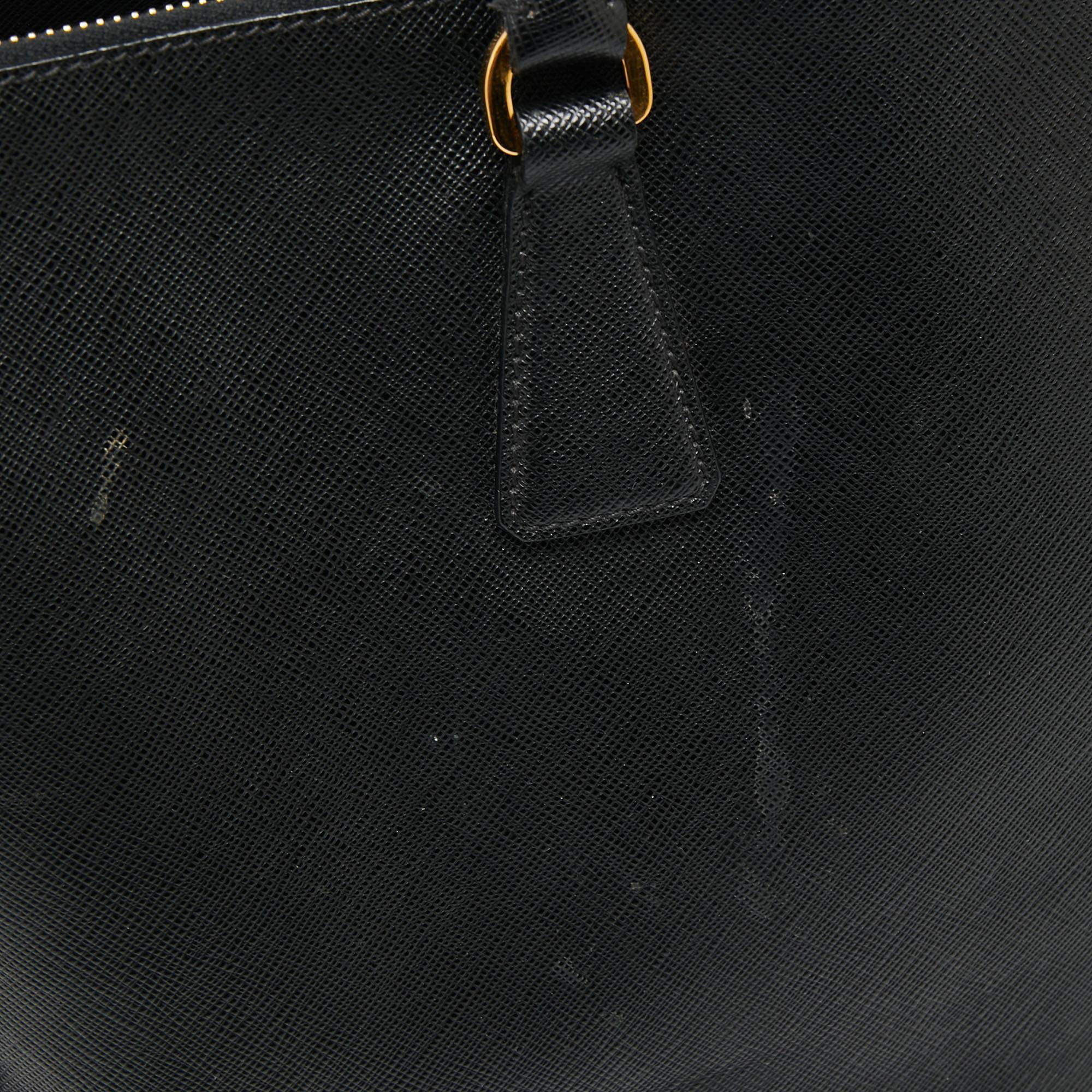 Prada Black Saffiano Leather Large Galleria Double Zip Tote 2
