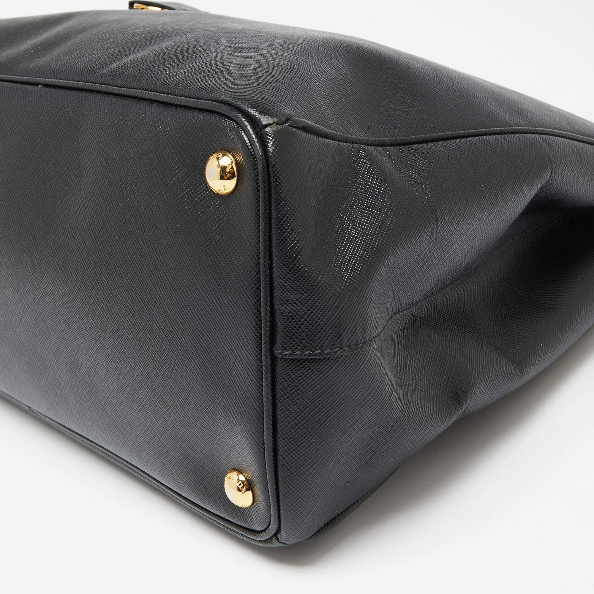 Prada Black Saffiano Leather Large Galleria Double Zip Tote 3