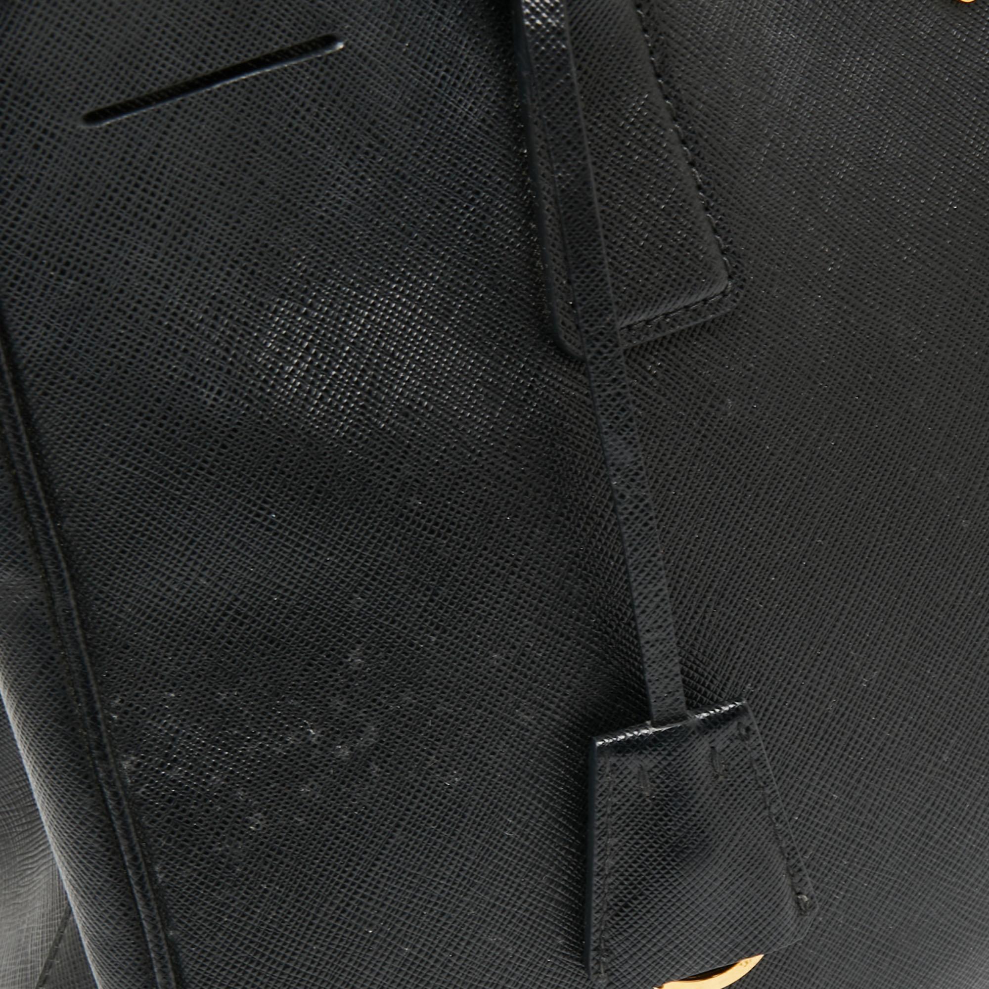 Prada Black Saffiano Leather Large Galleria Double Zip Tote 5