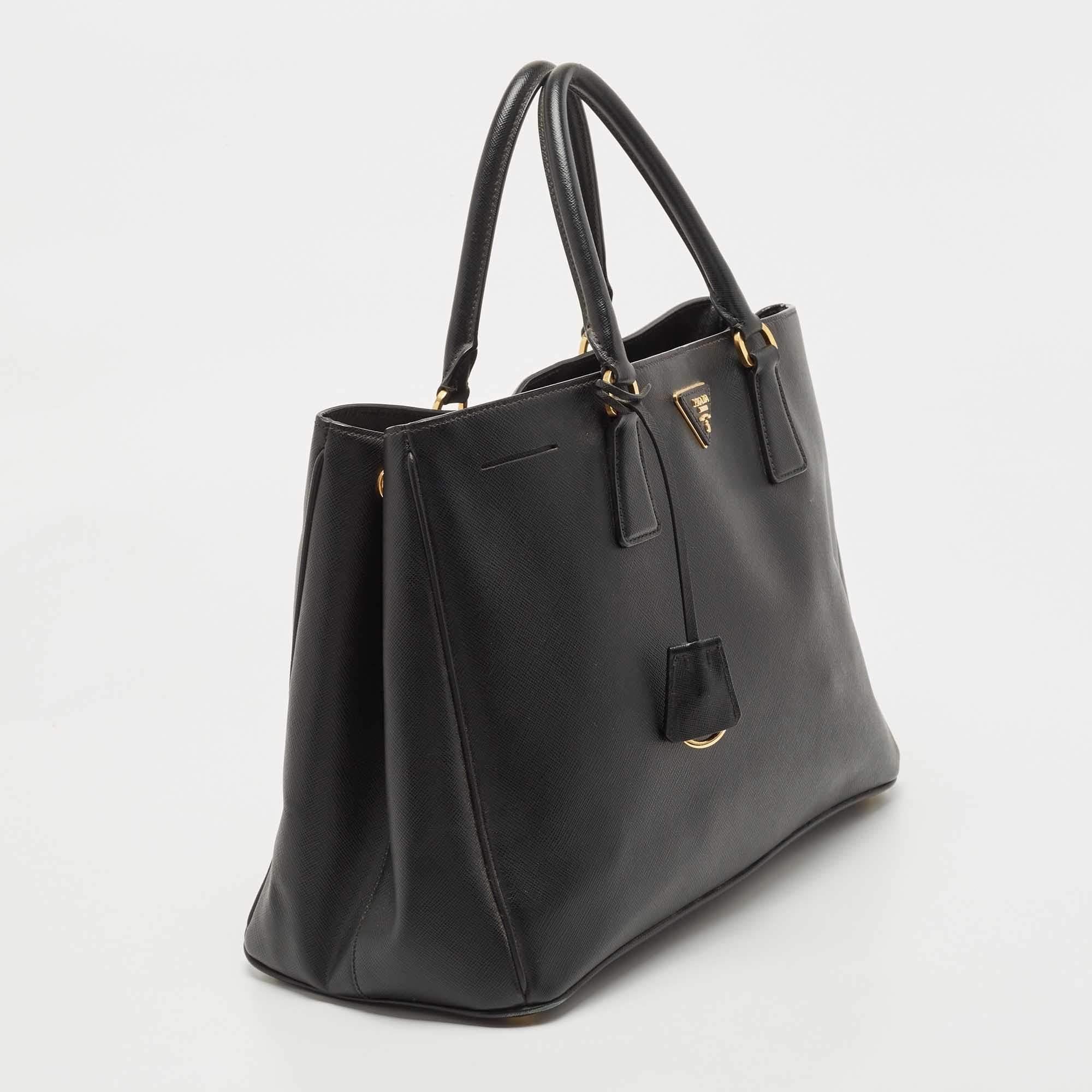 Women's Prada Black Saffiano Leather Large Gardener's Tote