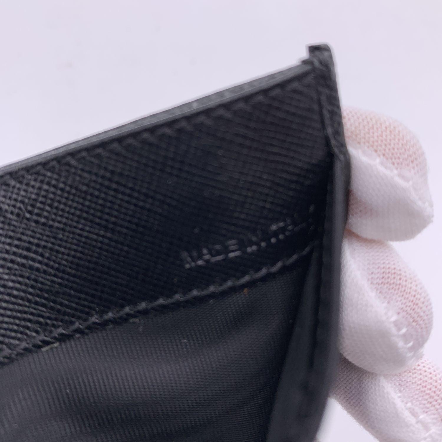 Prada Black Saffiano Leather Logo Nylon Card Holder Wallet 1