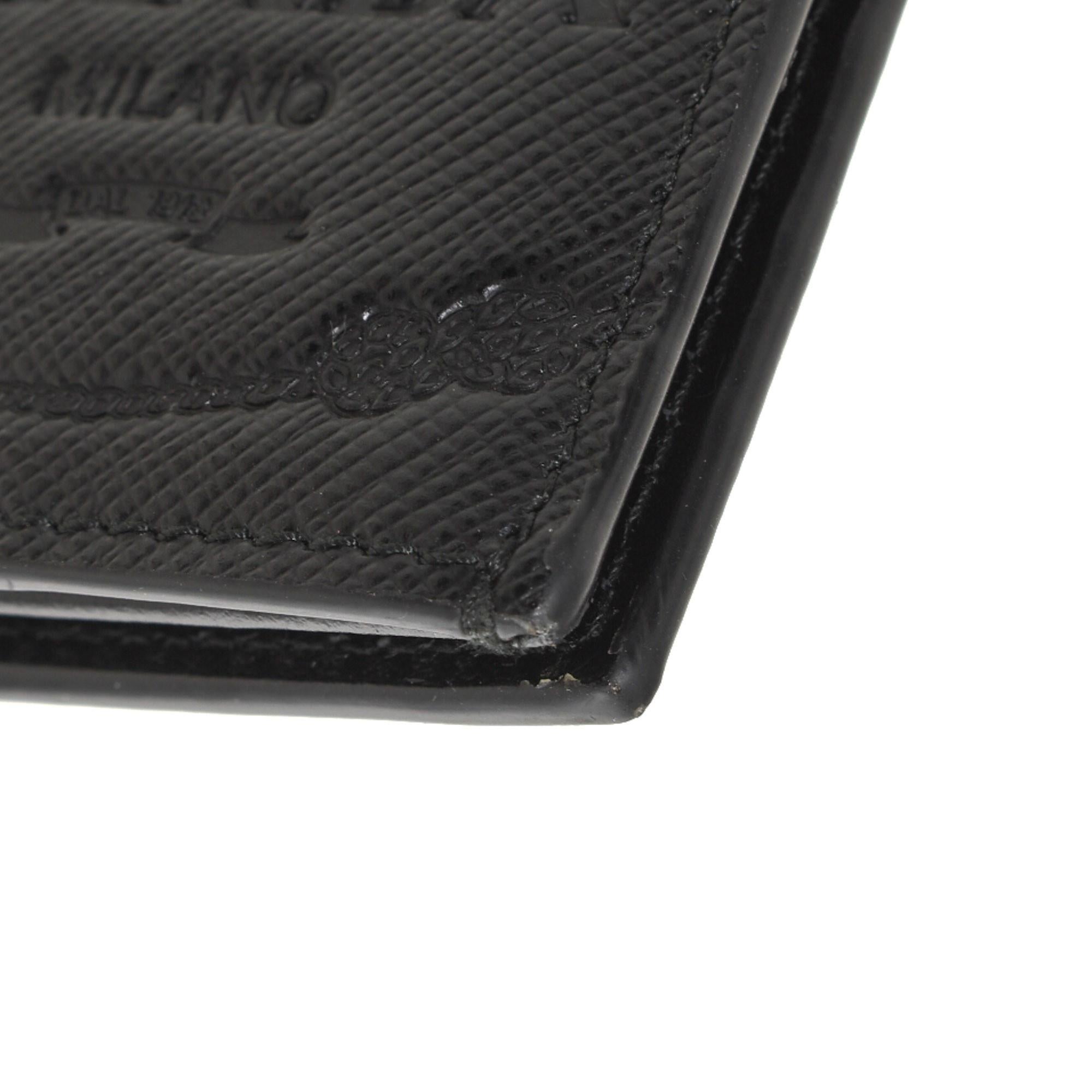 Prada Black Saffiano Leather Logo Vertical Long Bifold Wallet 1