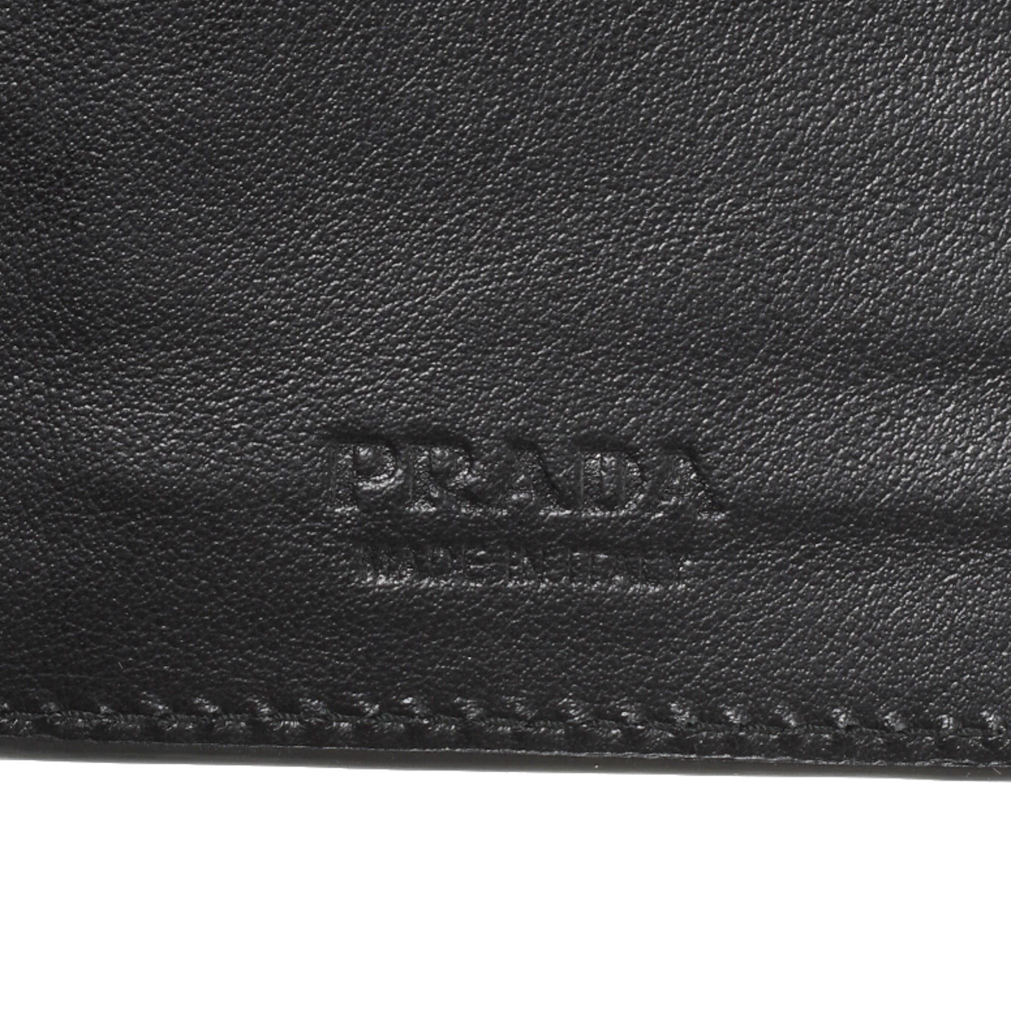 Prada Black Saffiano Leather Logo Vertical Long Bifold Wallet 3