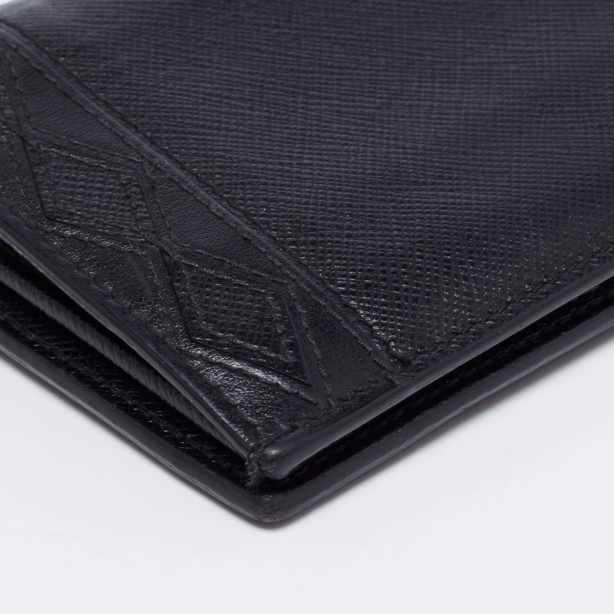 Prada Black Saffiano Leather Long Bifold Wallet 7