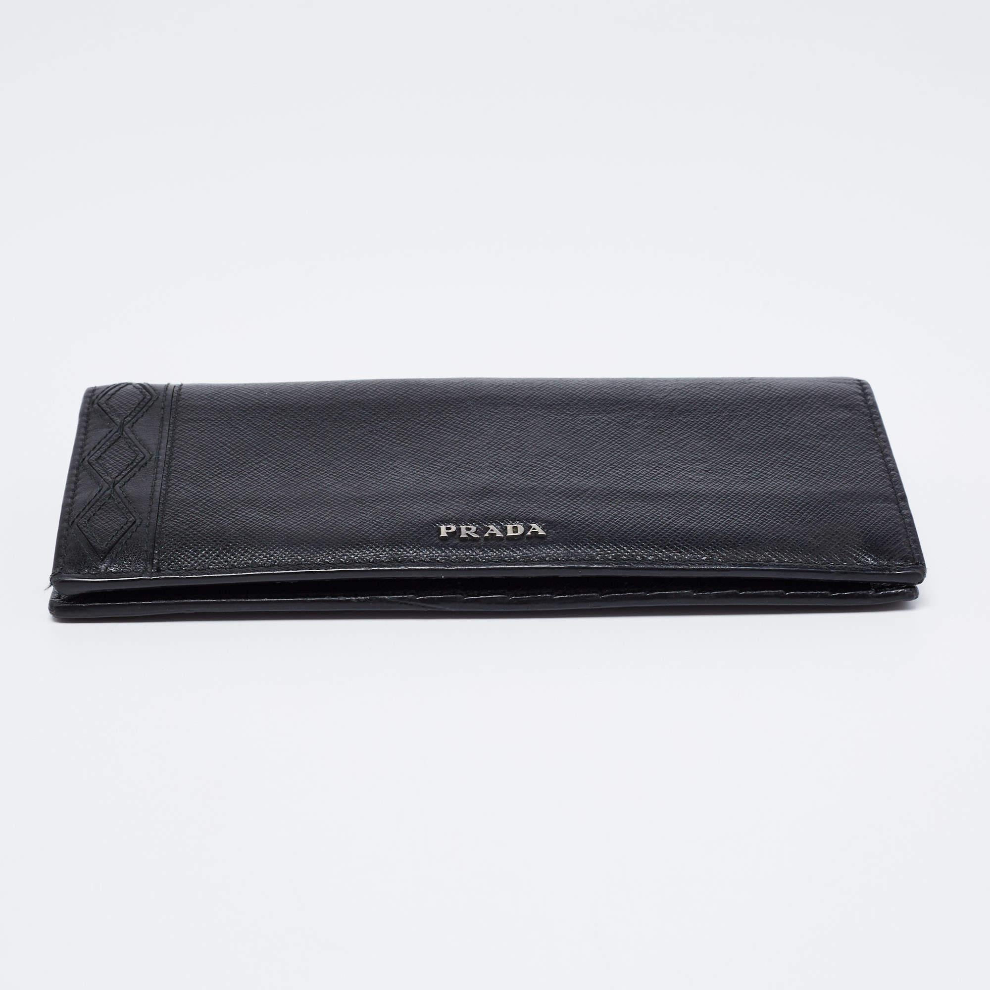 Women's Prada Black Saffiano Leather Long Bifold Wallet