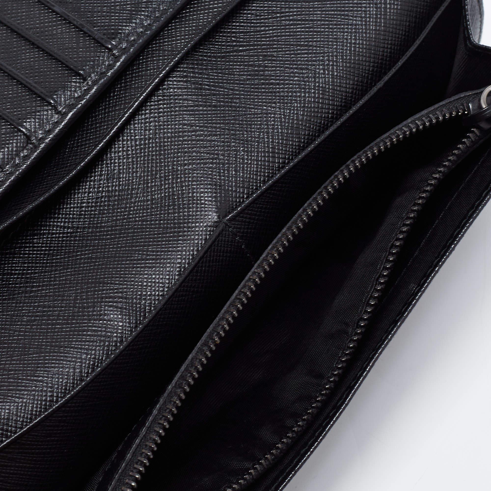 Prada Black Saffiano Leather Long Bifold Wallet 1