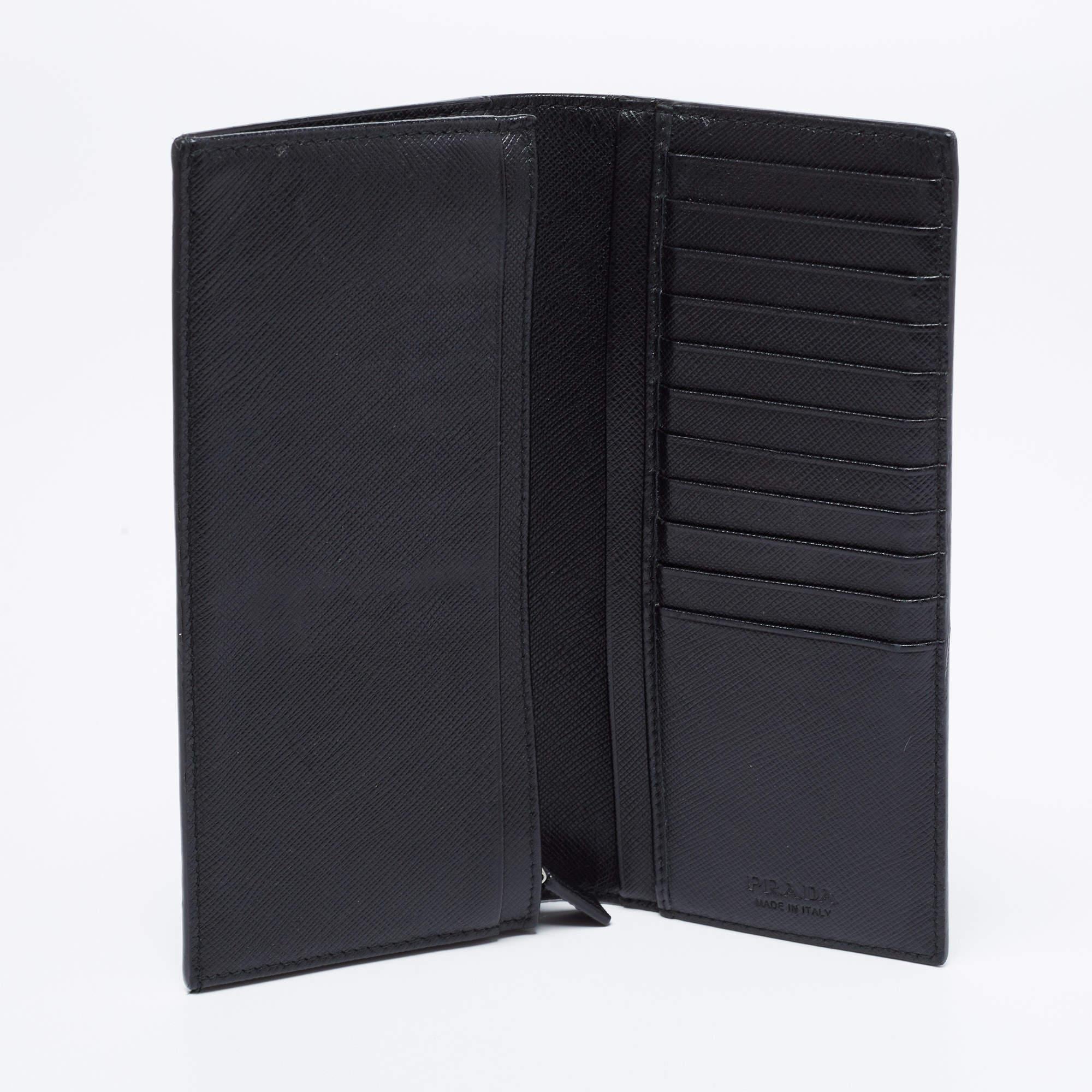 Prada Black Saffiano Leather Long Bifold Wallet 4