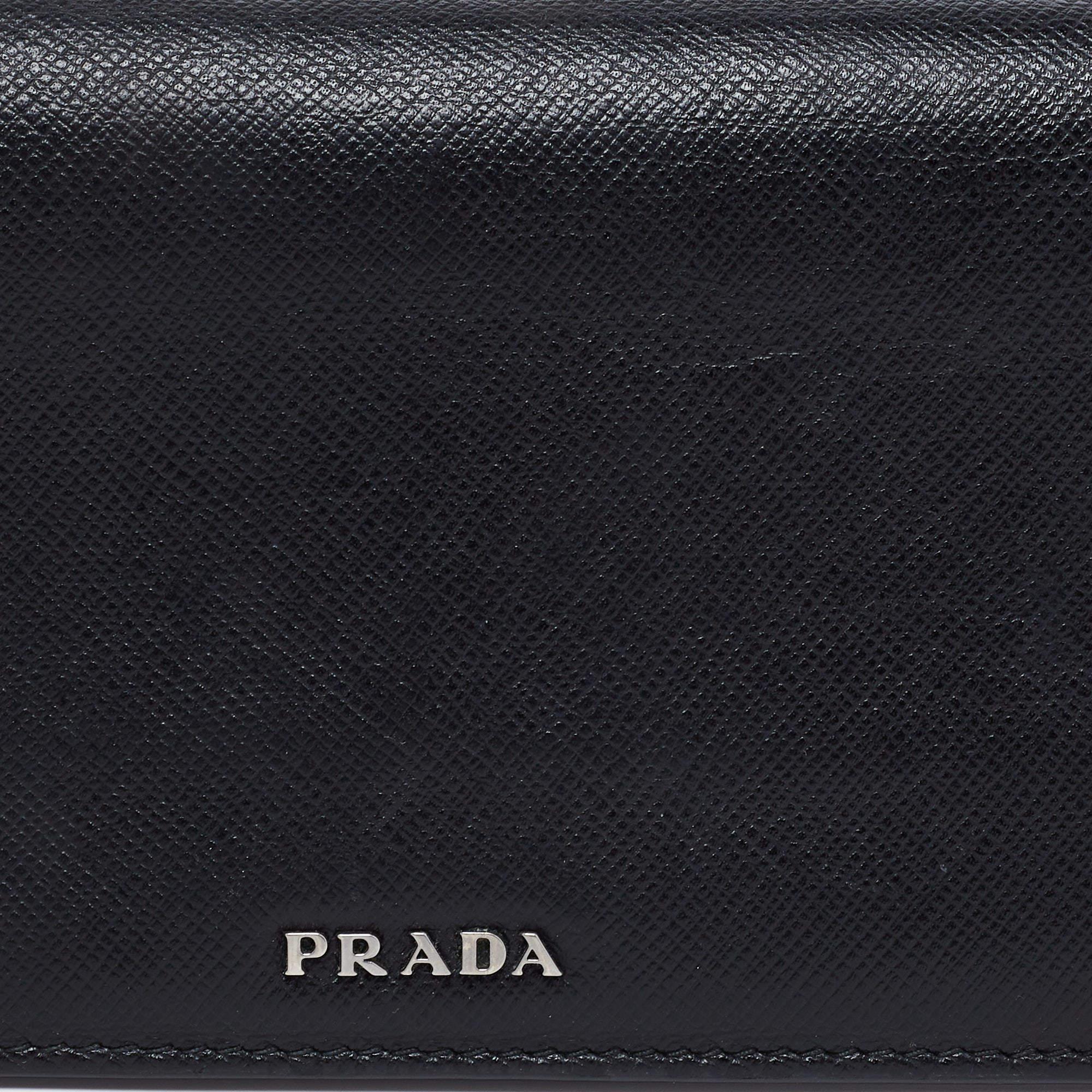 Prada Black Saffiano Leather Long Bifold Wallet 5