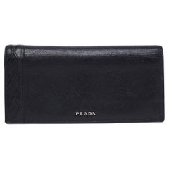 Prada Black Saffiano Leather Long Bifold Wallet