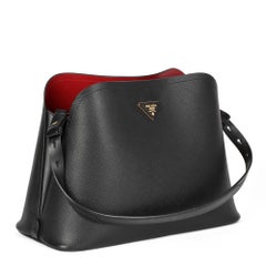 PRADA Black Saffiano Leather Matinée Bag