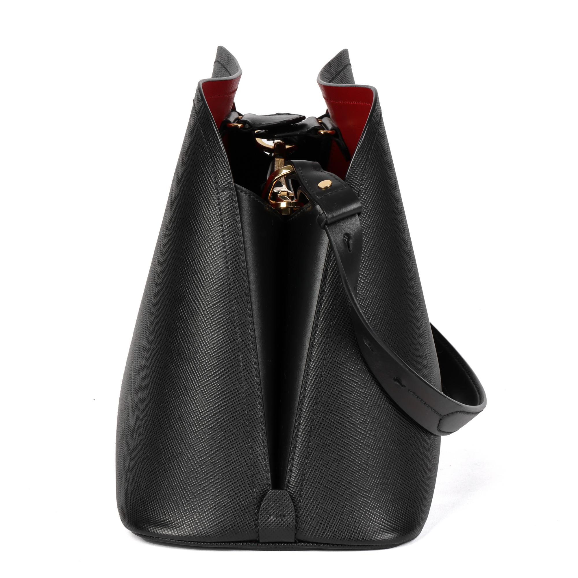 PRADA Black Saffiano Leather Matinée Bag In Excellent Condition In Bishop's Stortford, Hertfordshire