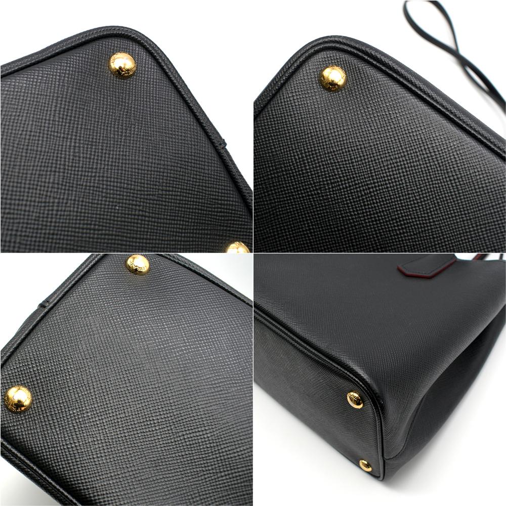 Prada Black Saffiano Leather Medium Double Tote Bag 2