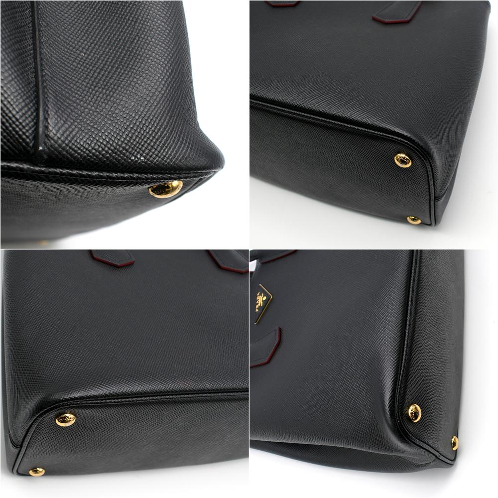 Prada Black Saffiano Leather Medium Double Tote Bag 3