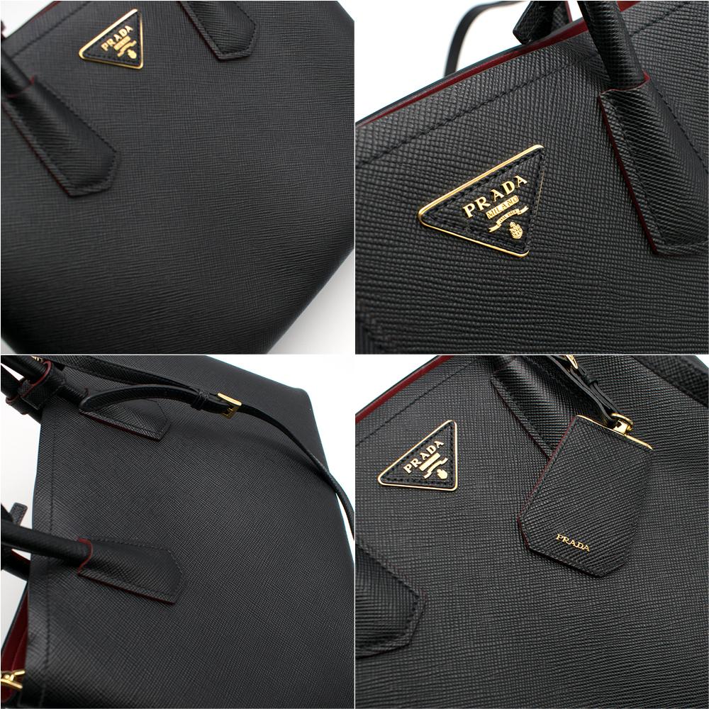 Prada Black Saffiano Leather Medium Double Tote Bag 4