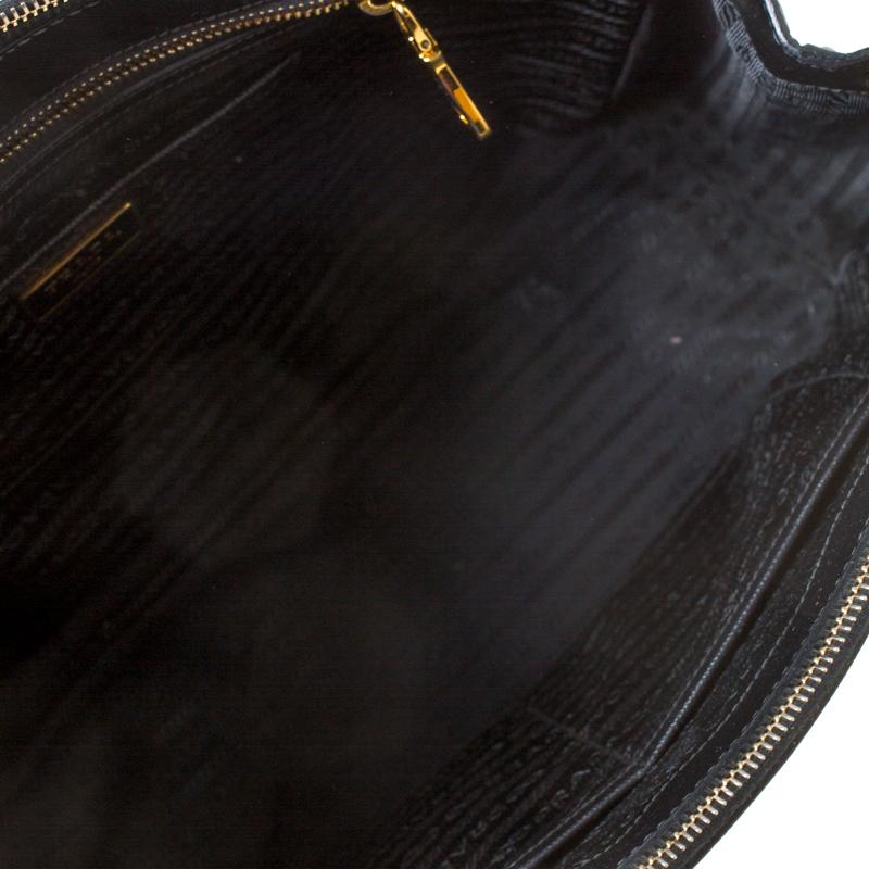 Prada Black Saffiano Leather Medium Double Zip Tote 2
