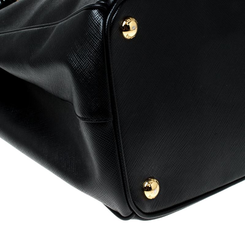 Prada Black Saffiano Leather Medium Double Zip Tote 3