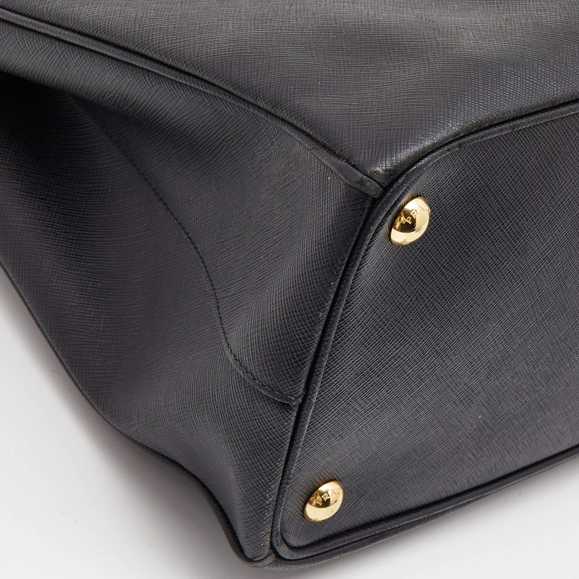 Prada Black Saffiano Leather Medium Galleria Double Zip Tote 8