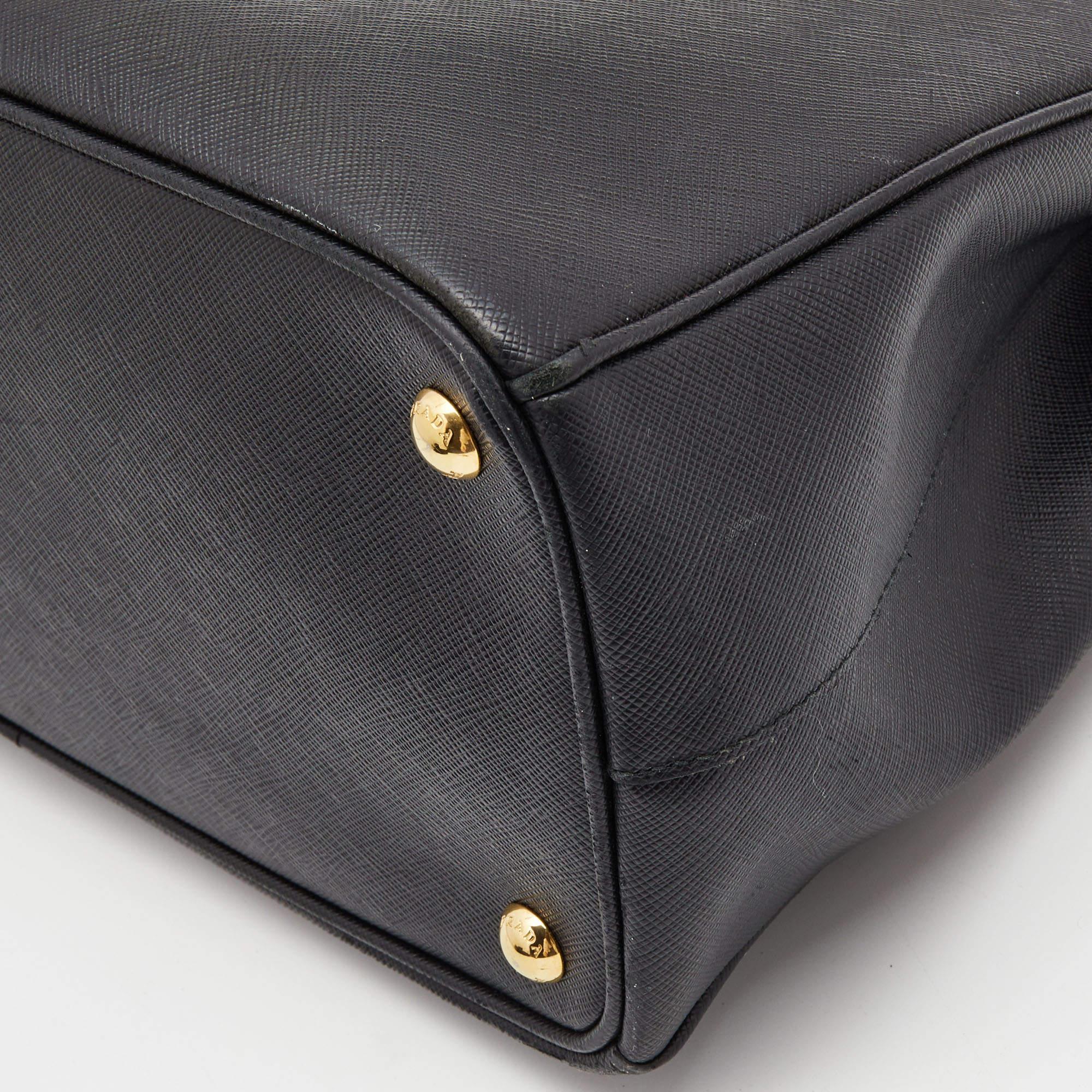 Prada Black Saffiano Leather Medium Galleria Double Zip Tote 2
