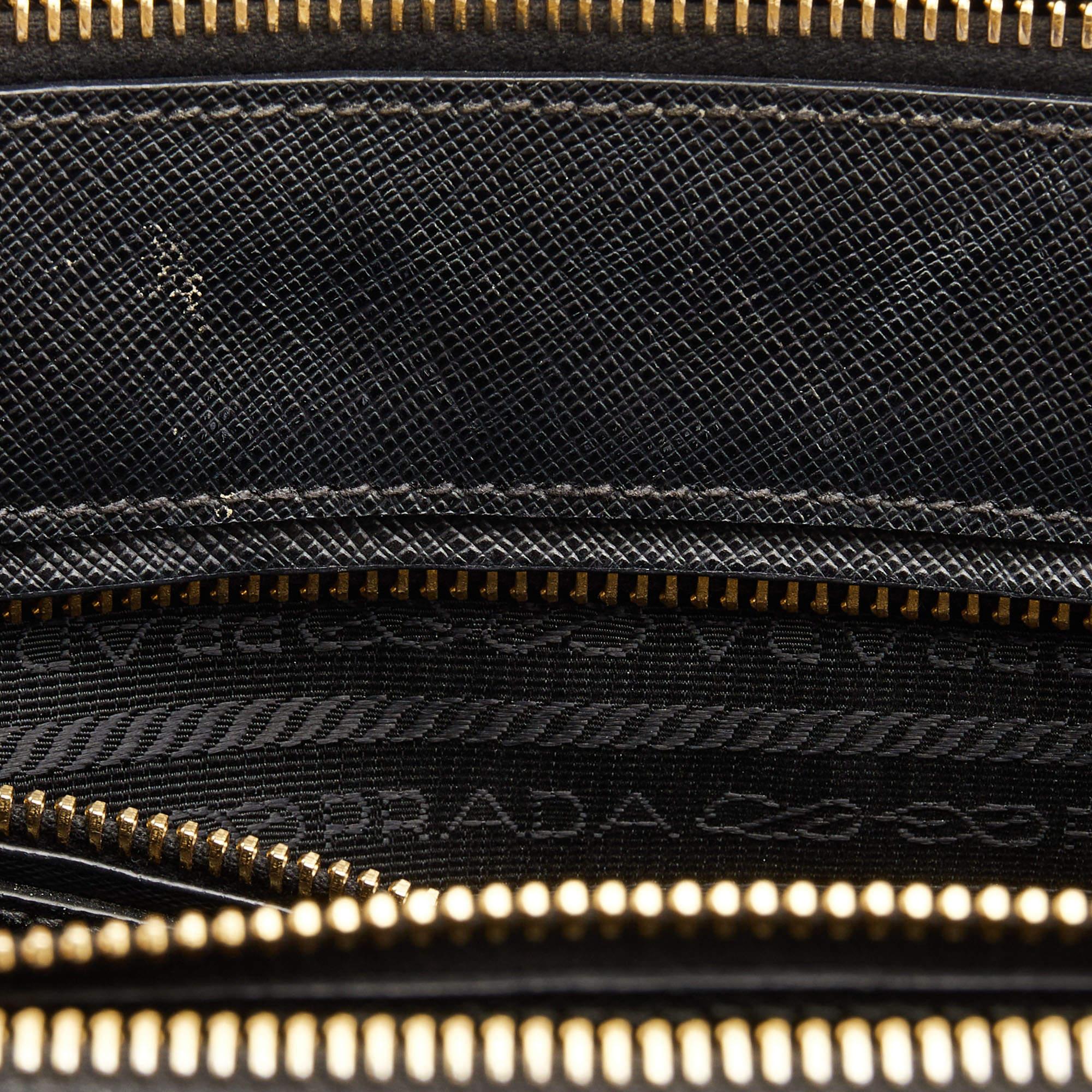 Prada Black Saffiano Leather Medium Galleria Double Zip Tote 5