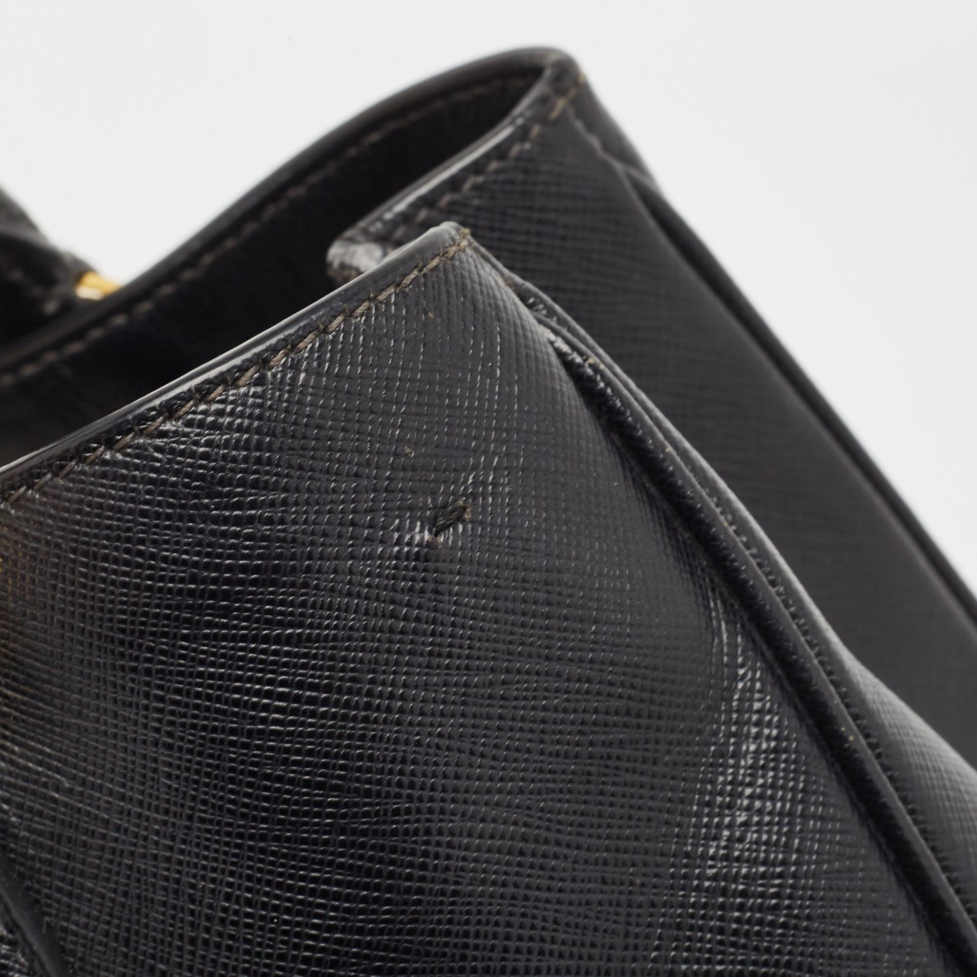Prada Black Saffiano Leather Medium Middle Zip Tote 11