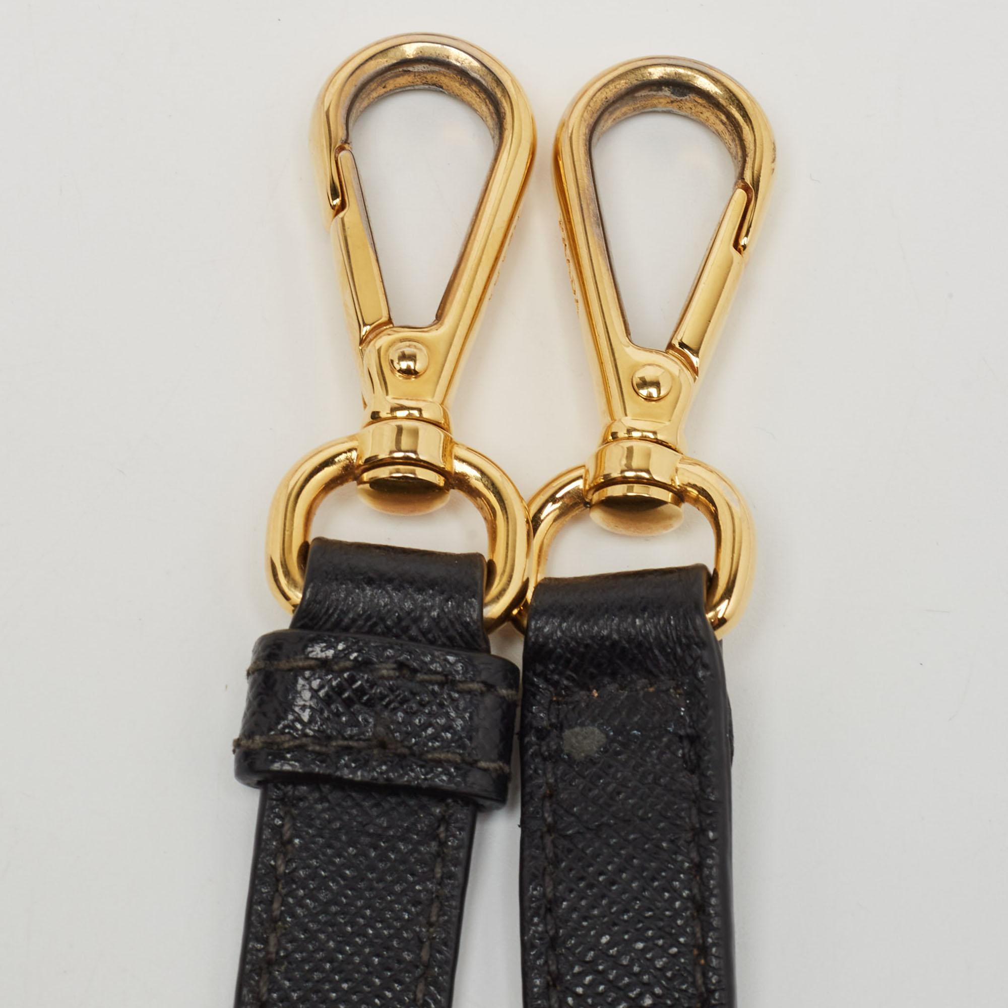 Prada Black Saffiano Leather Medium Middle Zip Tote 1
