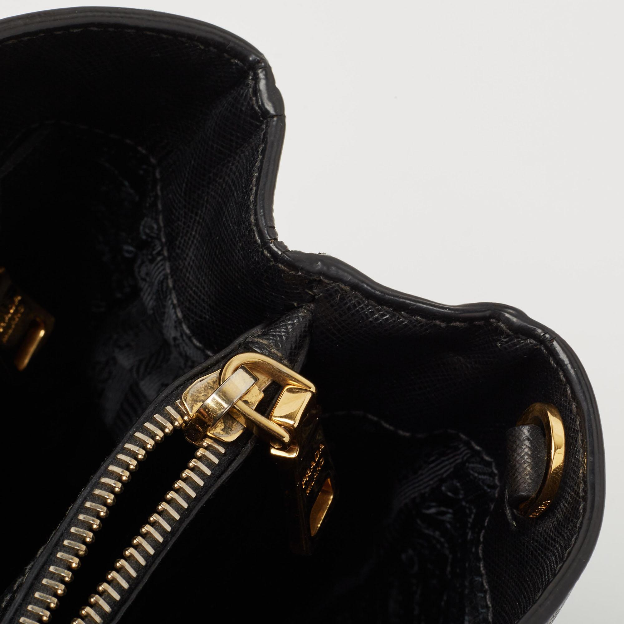 Prada Black Saffiano Leather Medium Middle Zip Tote 2