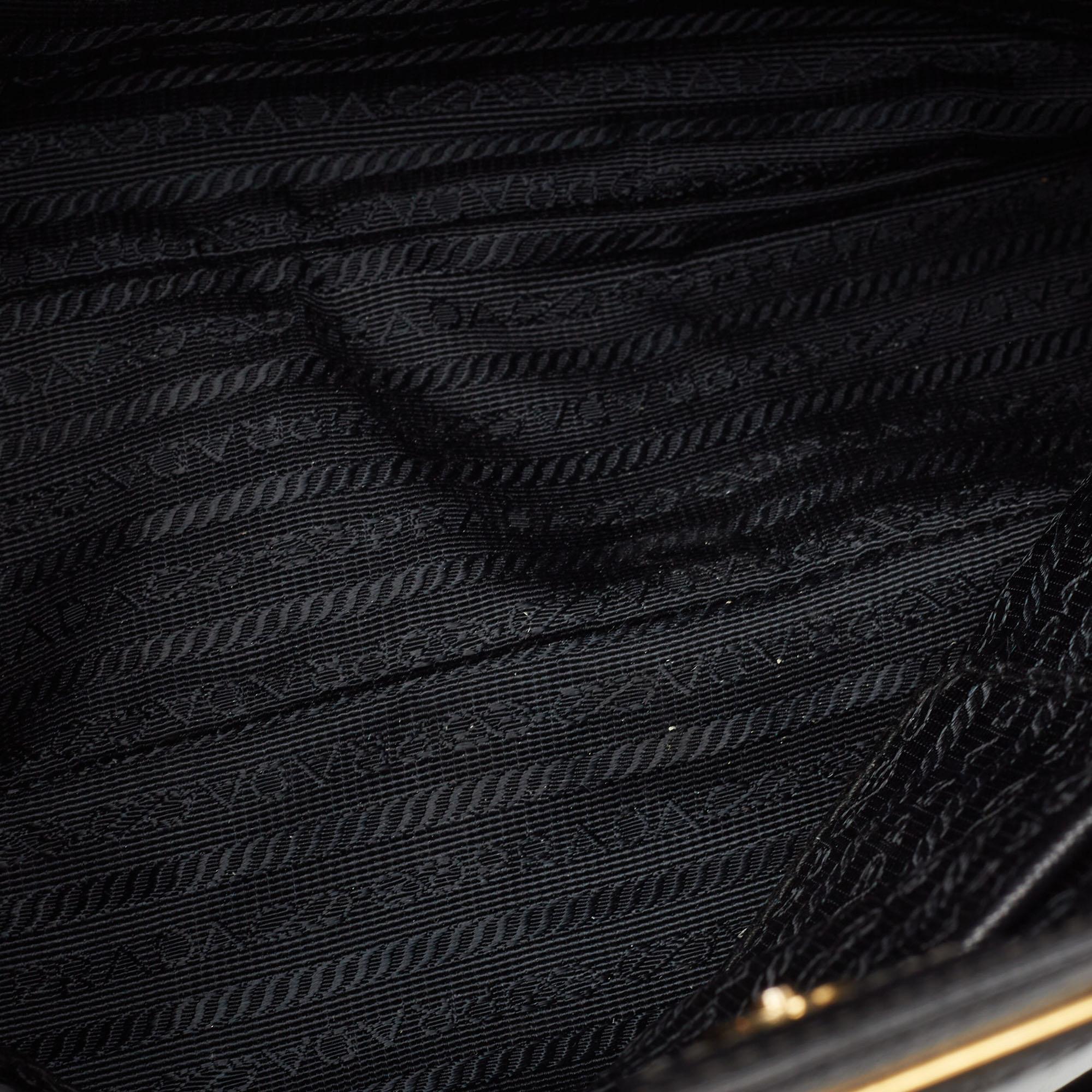 Prada Black Saffiano Leather Medium Middle Zip Tote 4