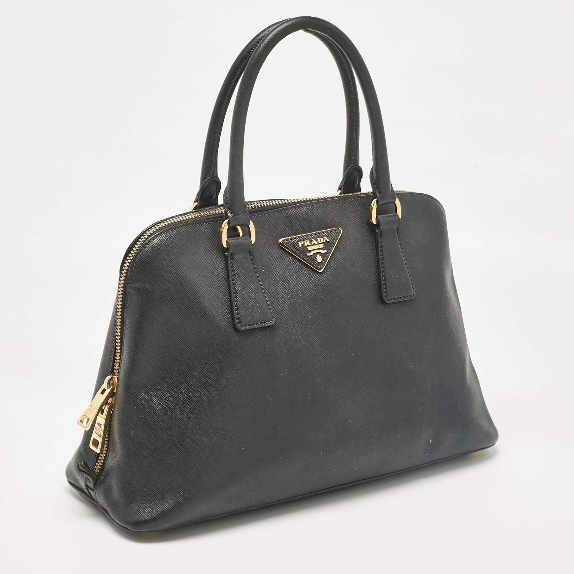 Prada Black Saffiano Leather Medium Promenade Bag In Fair Condition In Dubai, Al Qouz 2