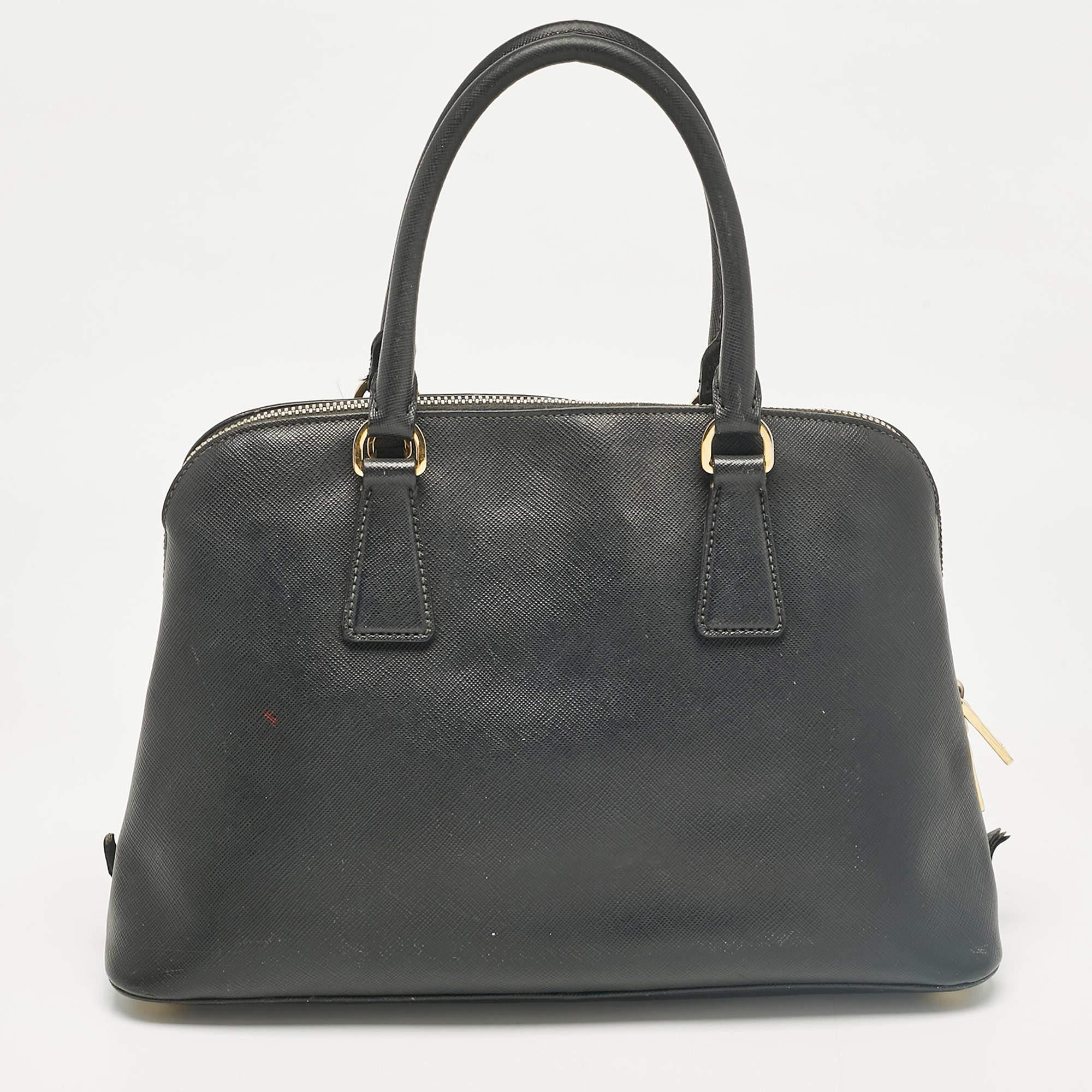 Women's Prada Black Saffiano Leather Medium Promenade Bag