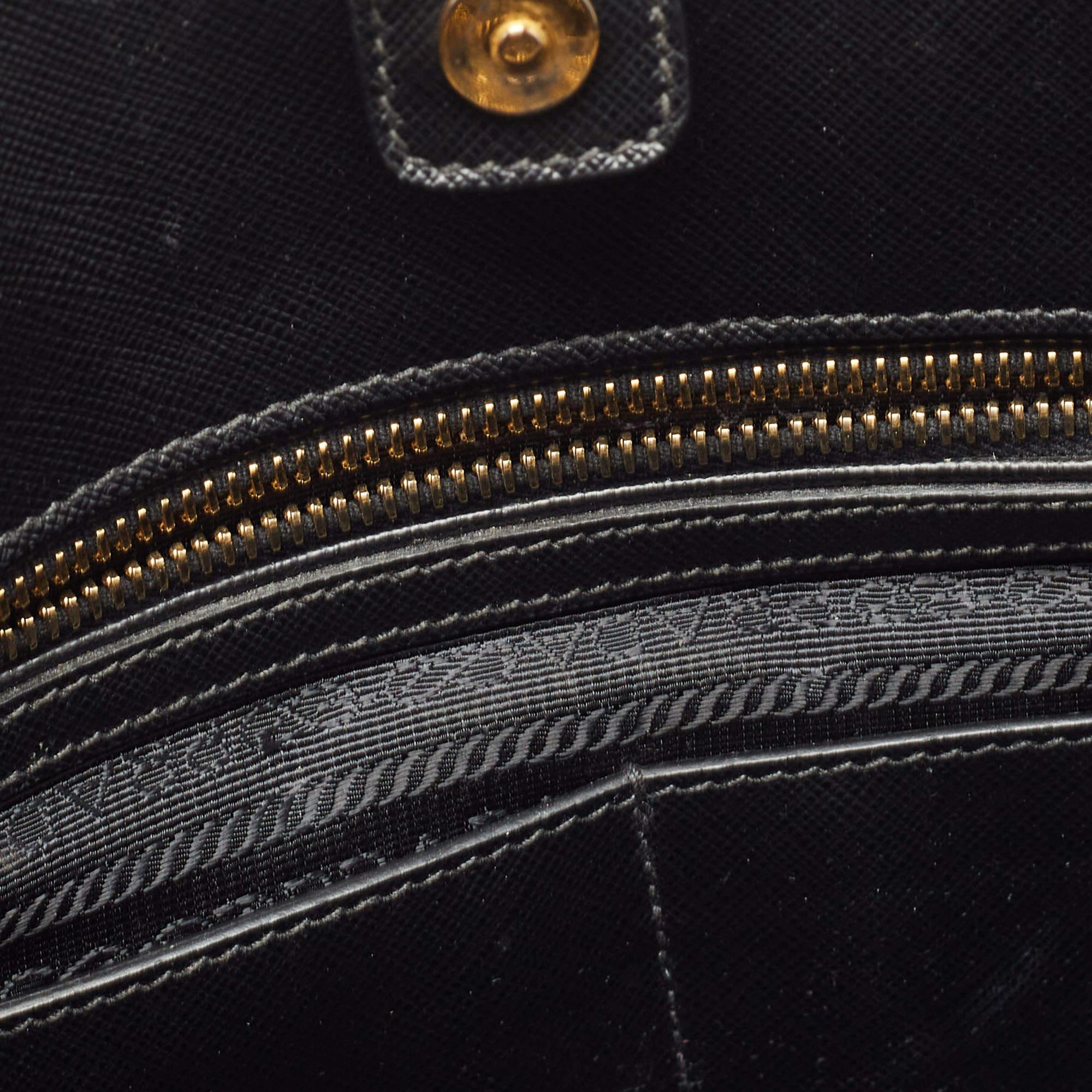 Prada Black Saffiano Leather Medium Promenade Satchel 15