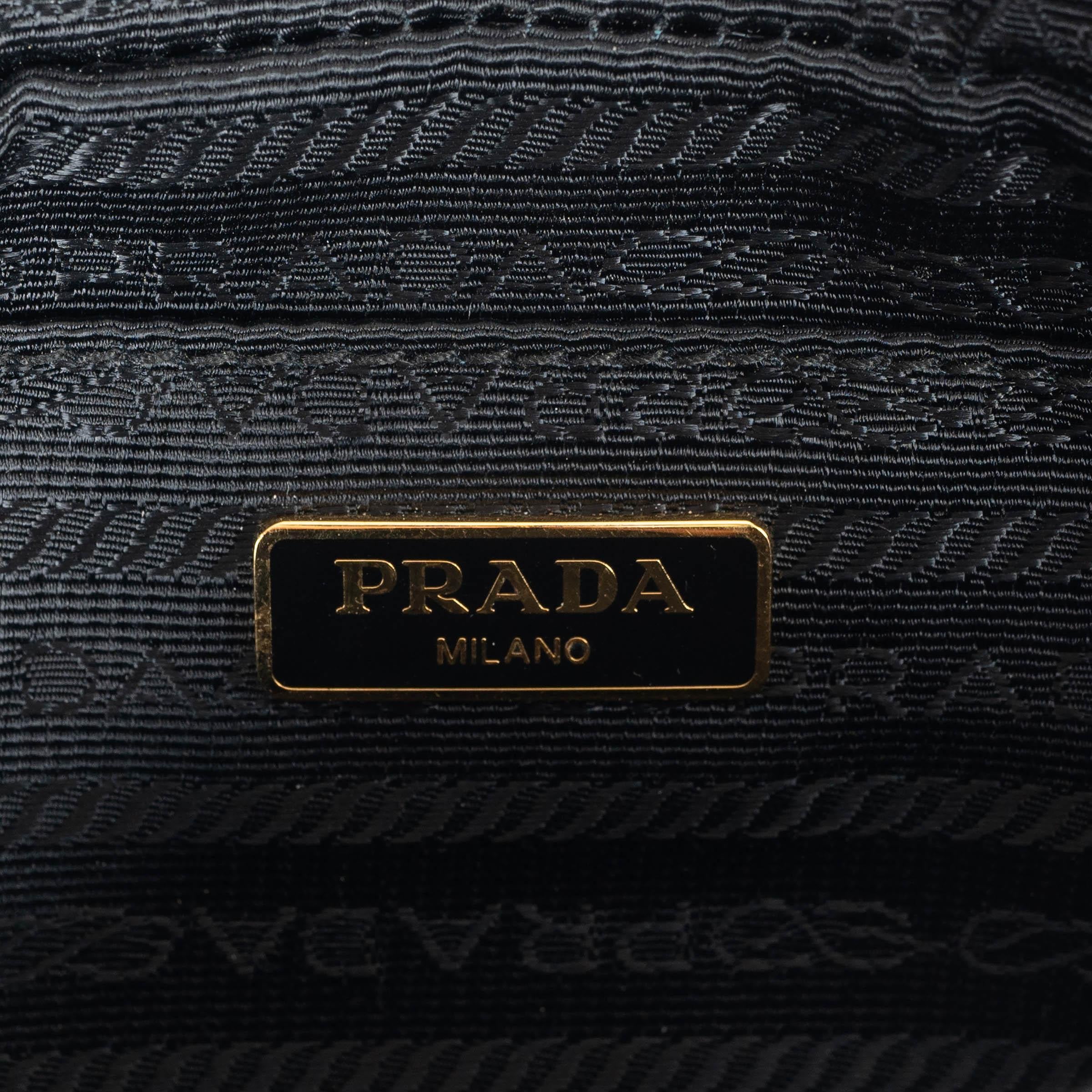 PRADA black Saffiano leather MINI CAMERA Crossbody Bag 1N1674 For Sale 2