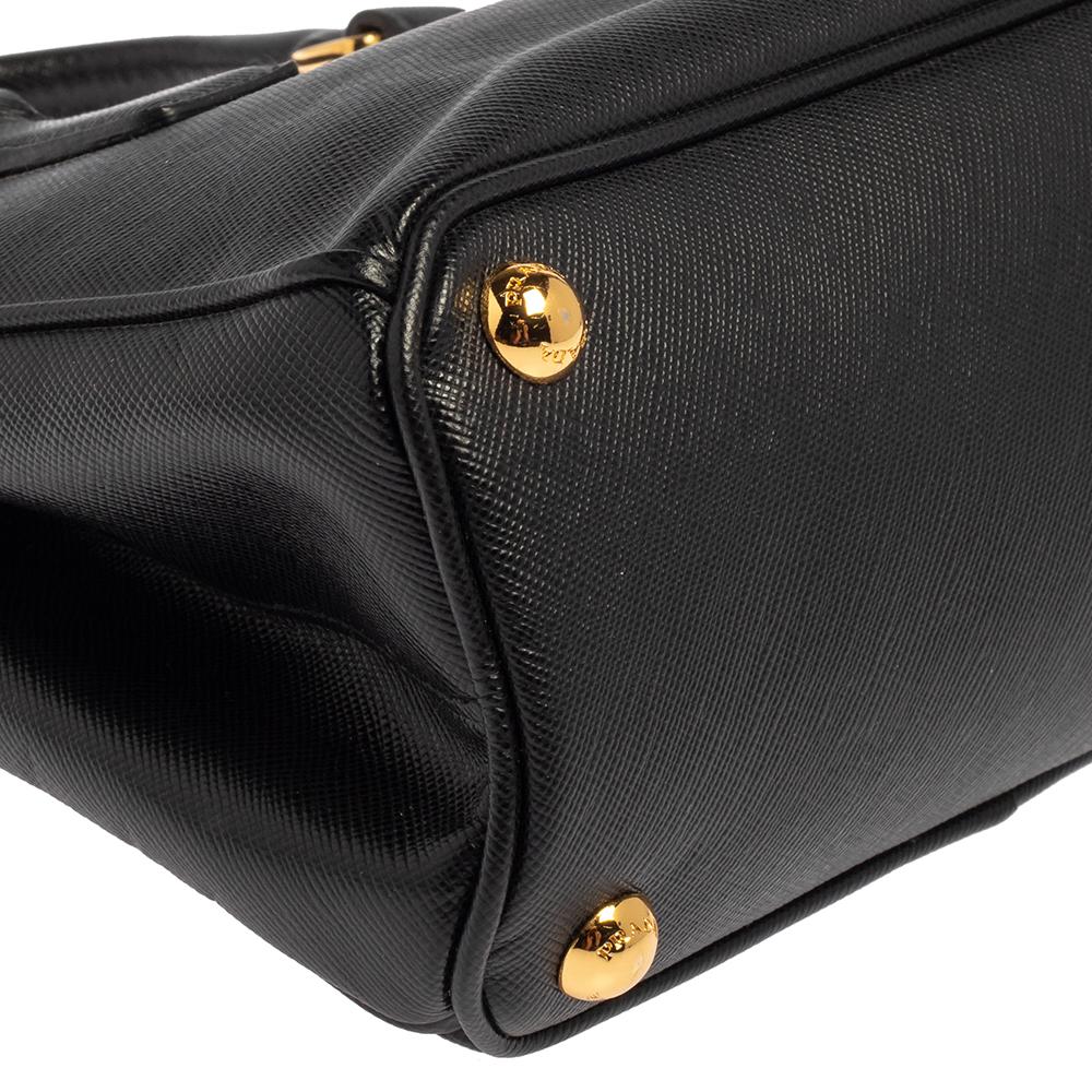 Prada Black Saffiano Leather Mini Double Zip Crossbody Bag 6