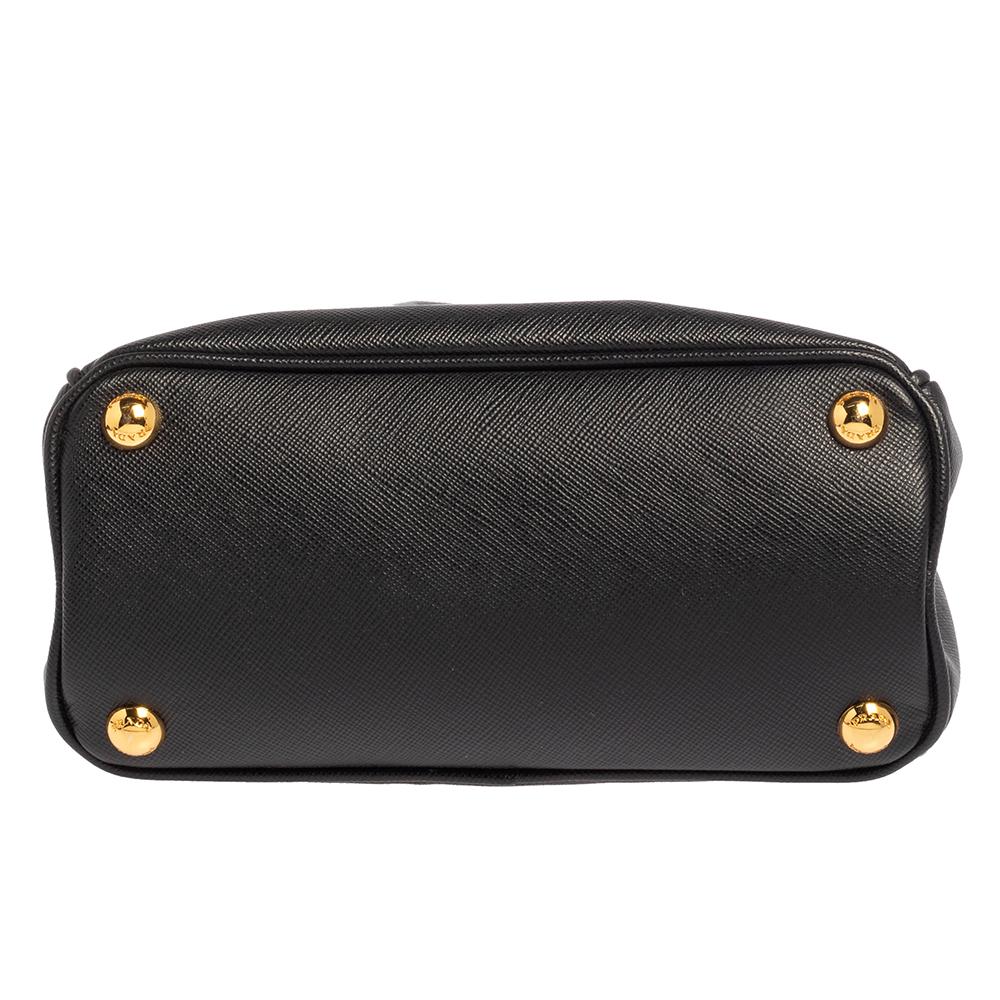 Prada Black Saffiano Leather Mini Double Zip Crossbody Bag 1