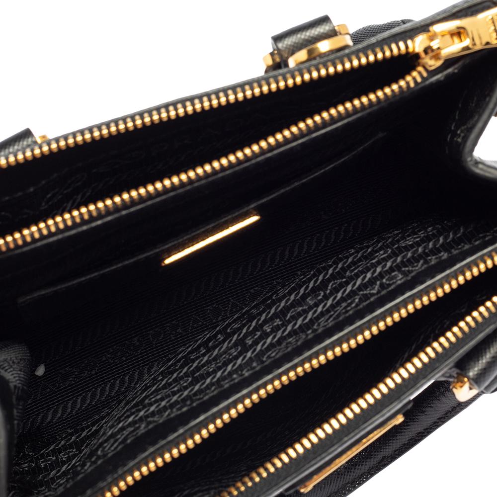 Prada Black Saffiano Leather Mini Double Zip Crossbody Bag 2