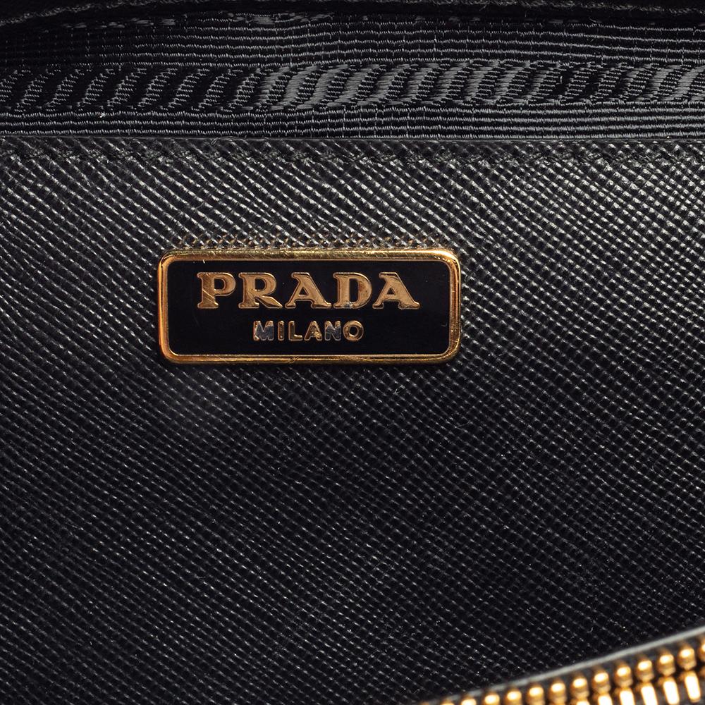 Prada Black Saffiano Leather Mini Double Zip Crossbody Bag 3