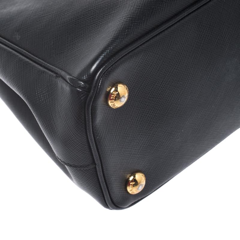 Prada Black Saffiano Leather Mini Double Zip Tote 6