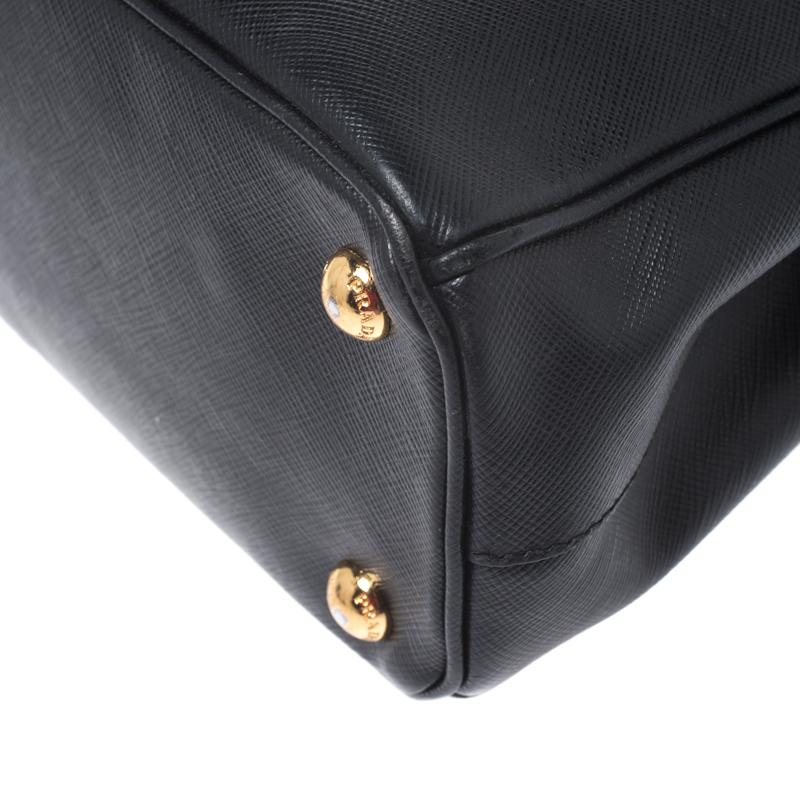 Prada Black Saffiano Leather Mini Double Zip Tote 5