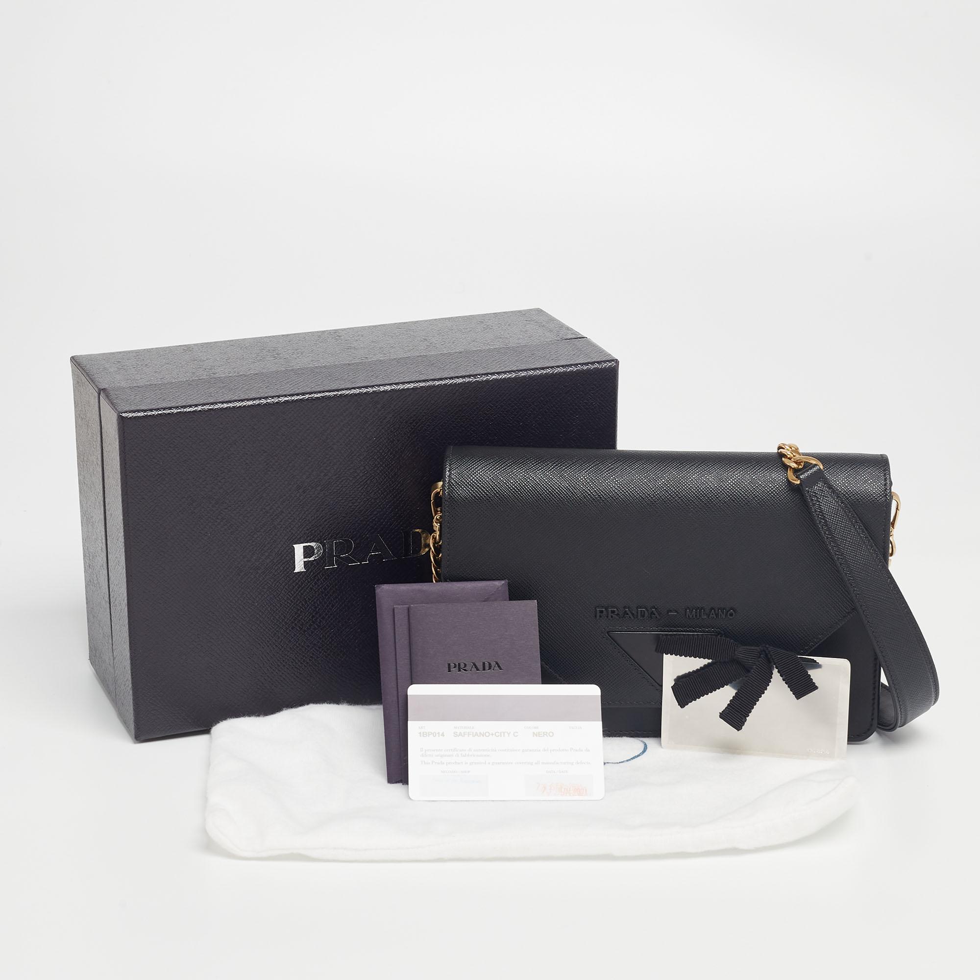 Prada Black Saffiano Leather Mini Envelope Crossbody Bag 5