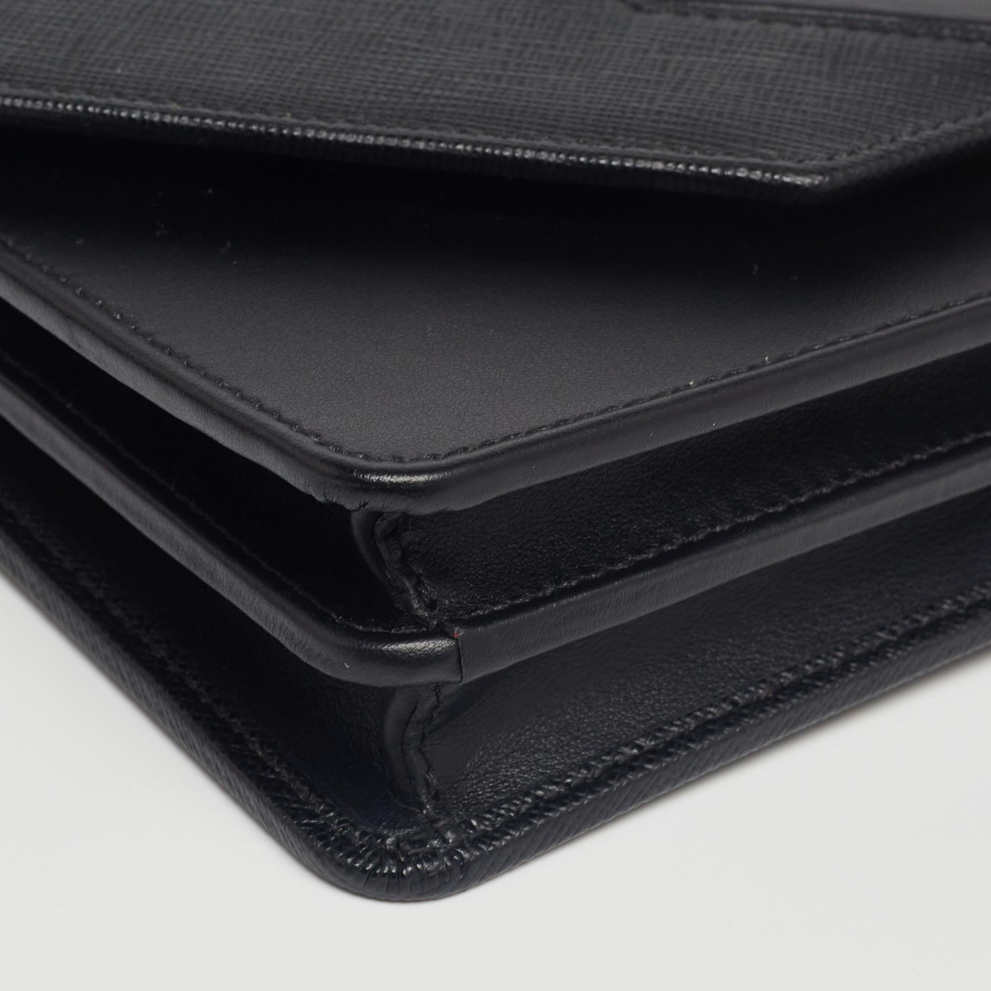 Women's Prada Black Saffiano Leather Mini Envelope Crossbody Bag
