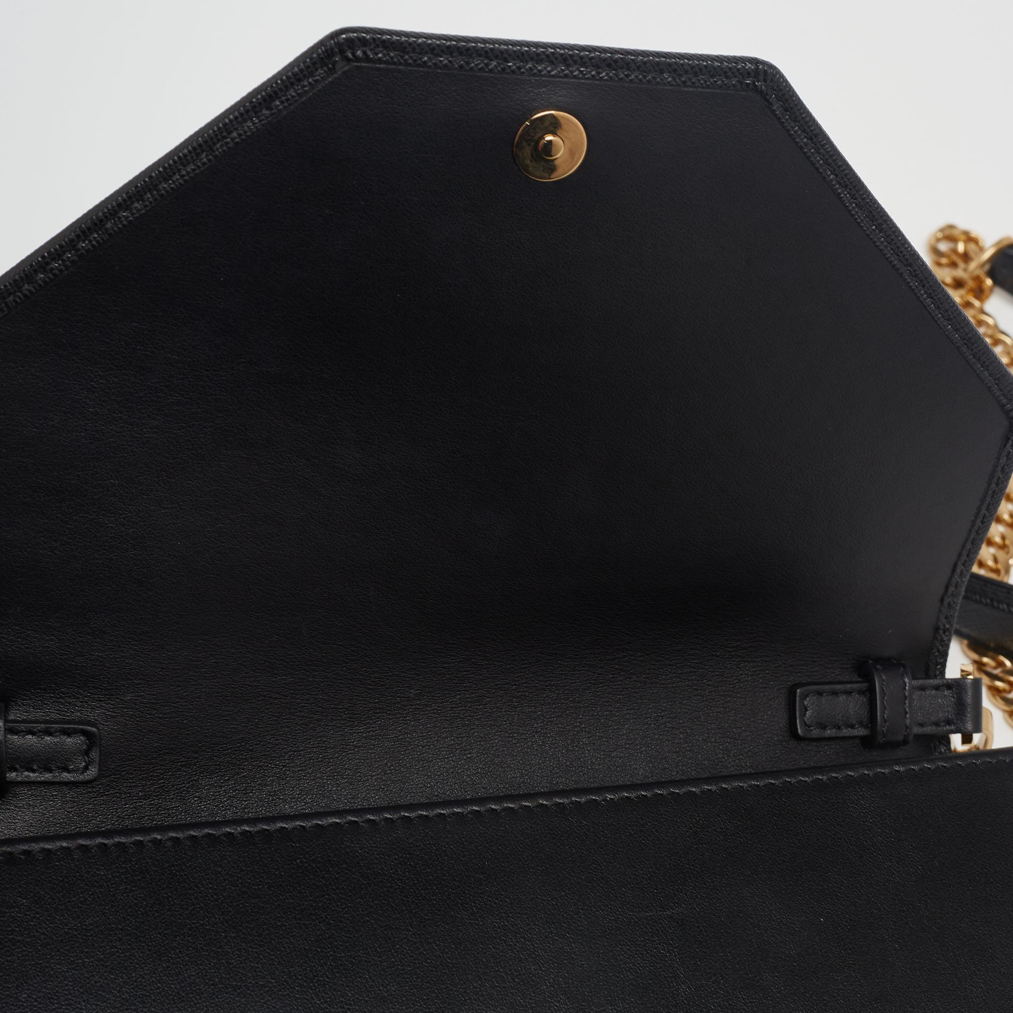 Prada Black Saffiano Leather Mini Envelope Crossbody Bag 2