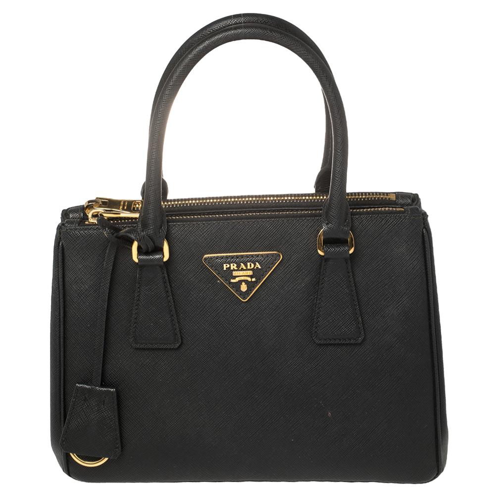 Prada Black Saffiano Leather Mini Galleria Tote