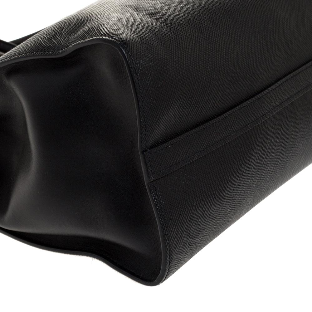 Prada Black Saffiano Leather Monochrome Tote 3
