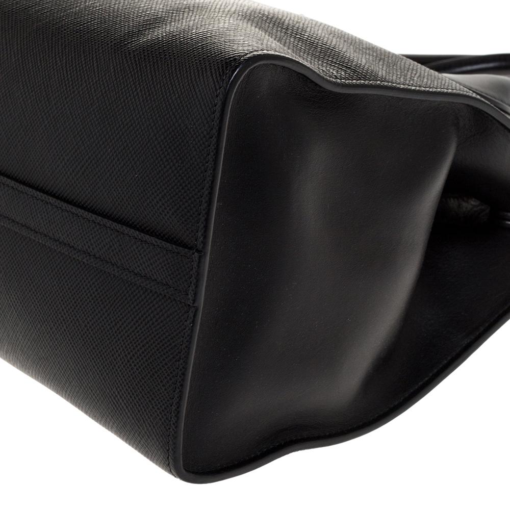 Prada Black Saffiano Leather Monochrome Tote 5