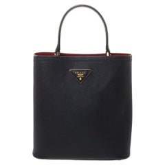 Prada Black Saffiano Leather Panier Top Handle Bag