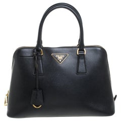 Prada Schwarz Saffiano Leder Promenade Satchel