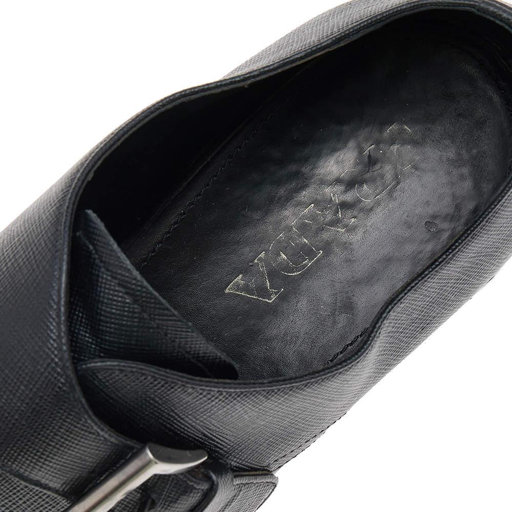 Prada Black Saffiano Leather Slip on Loafers Size 40.5 For Sale 1