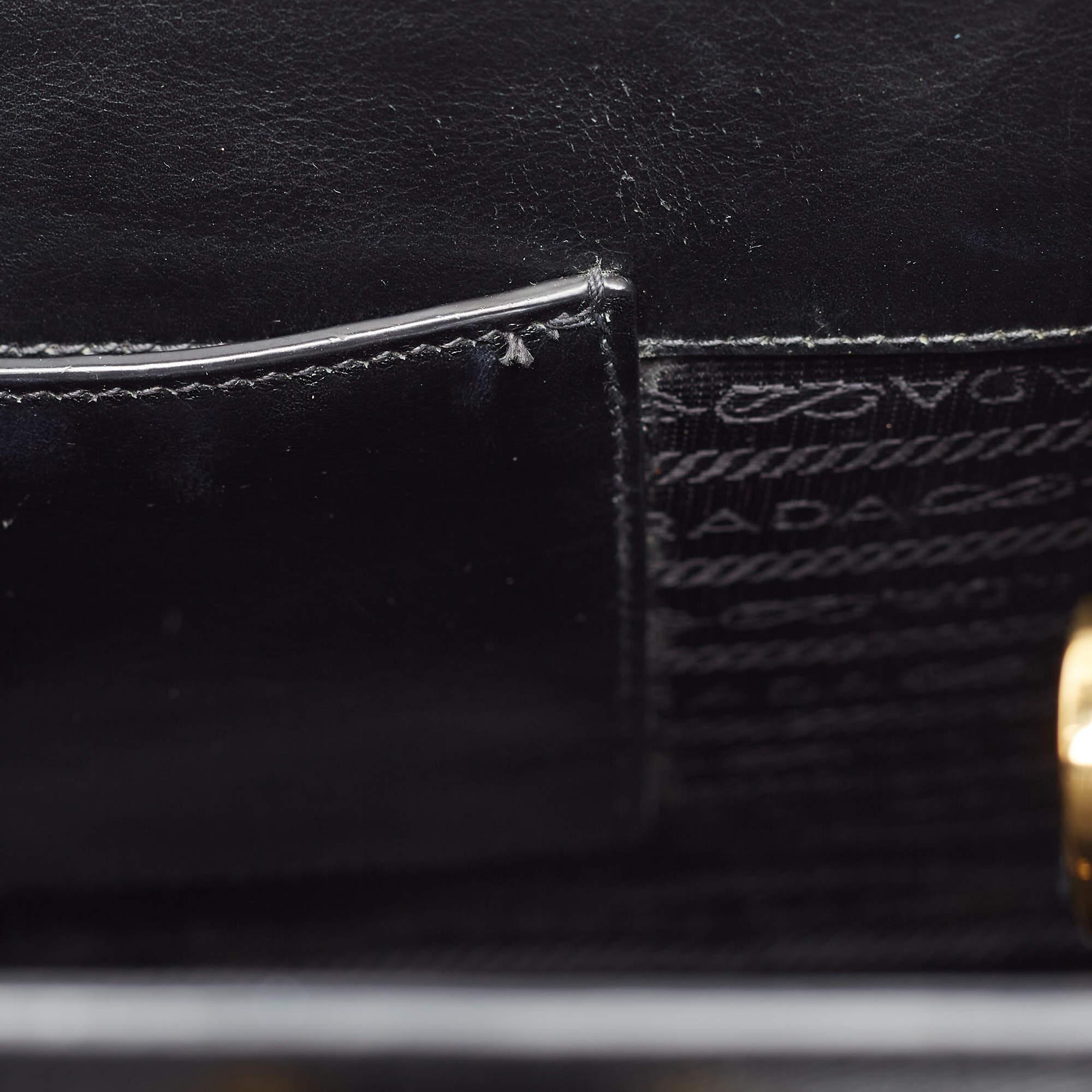 Prada Black Saffiano Leather Small Double Handle Tote 5