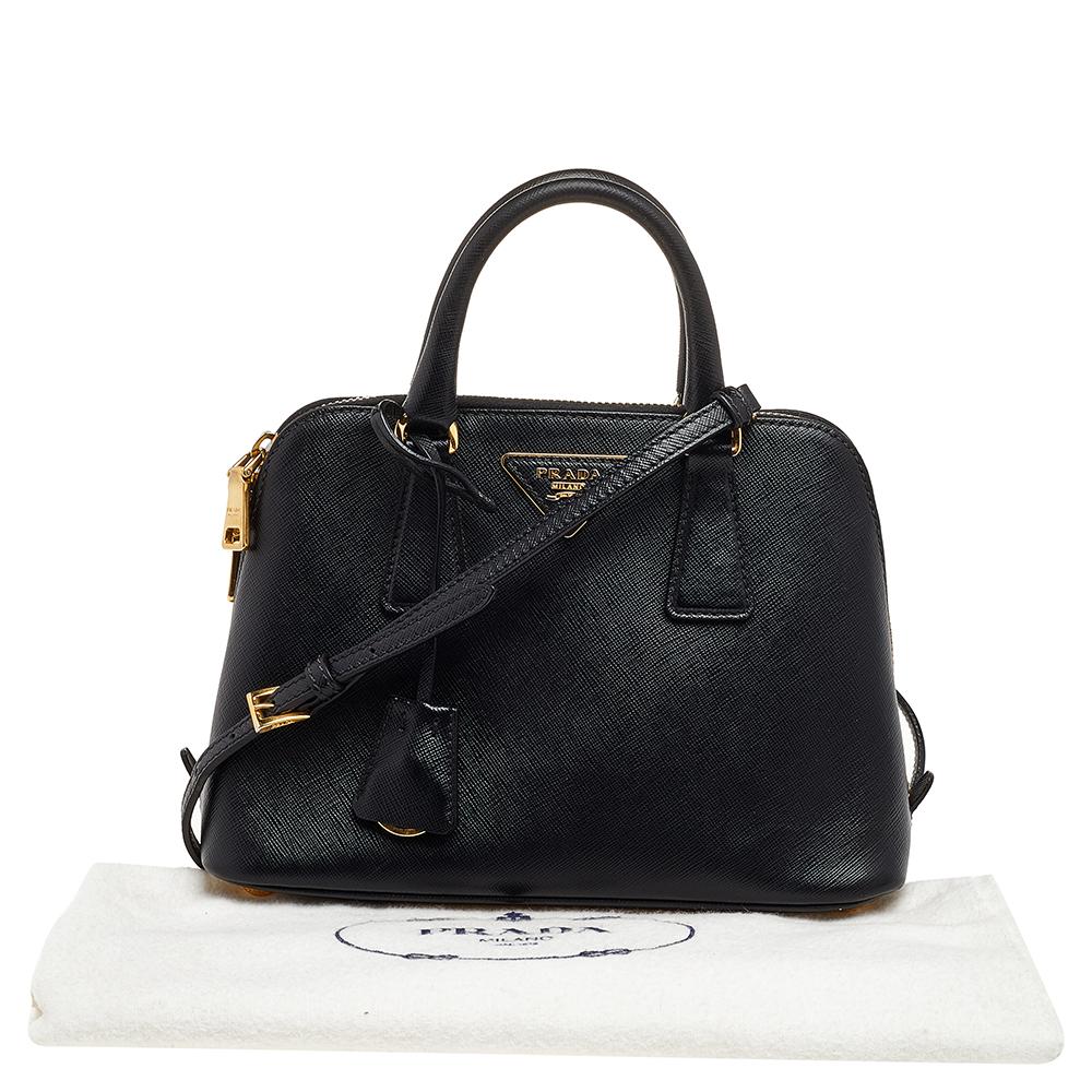 Prada Schwarz Saffiano Leder Kleine Promenade Crossbody Tasche 7